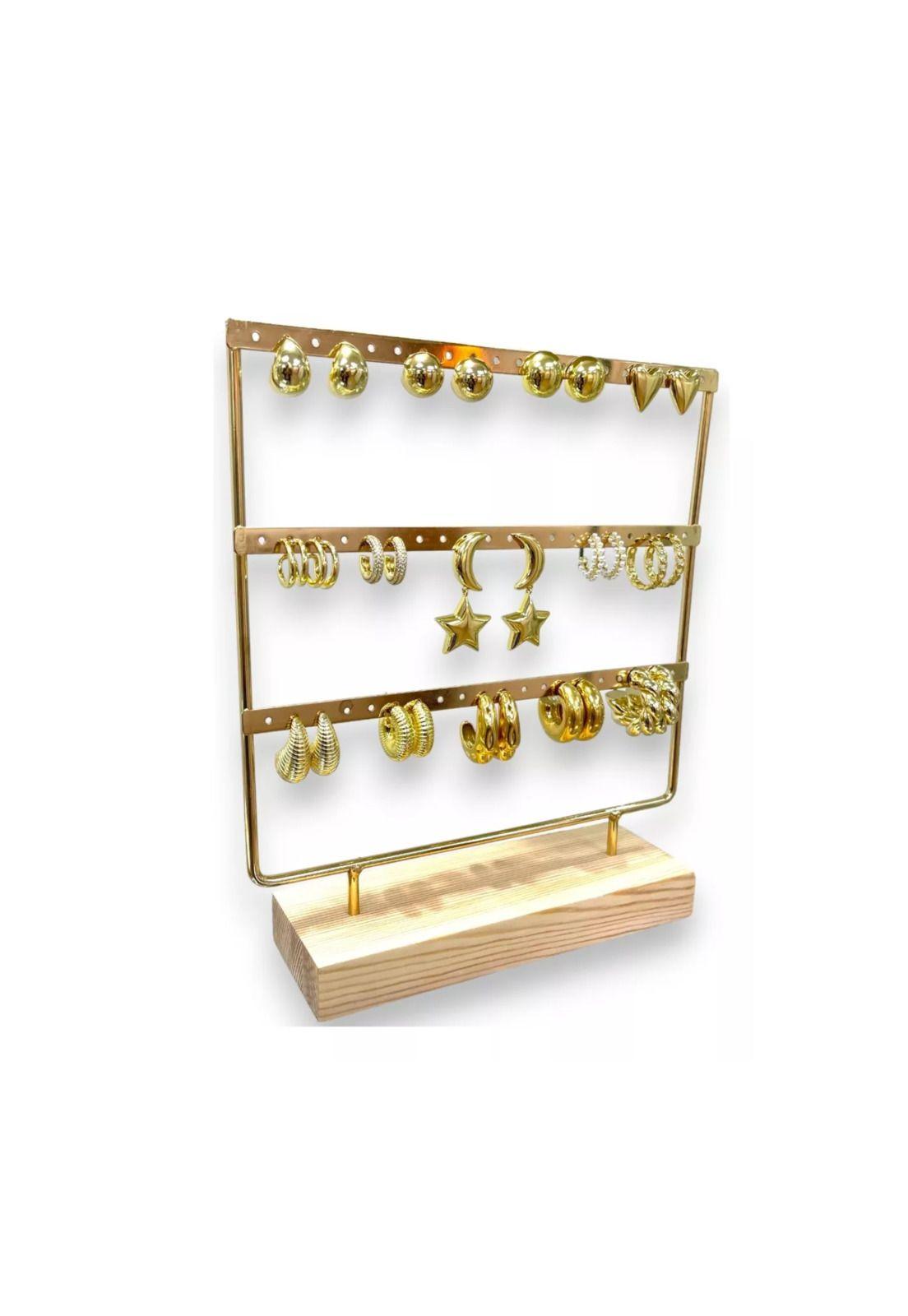 Joyero Exhibidor 36 Pares Aros Madera Metal-4