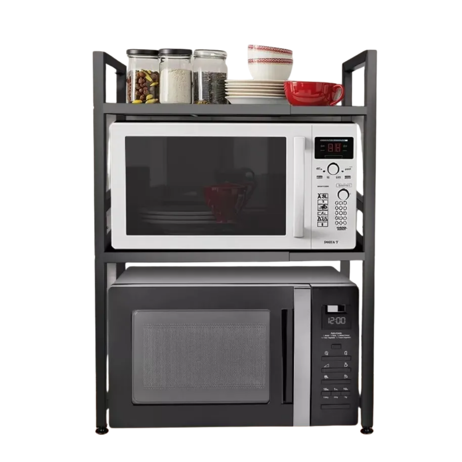 Estante Rack Cocina Microondas Organizador 3 Niveles Negro 80x54x34 CM-2