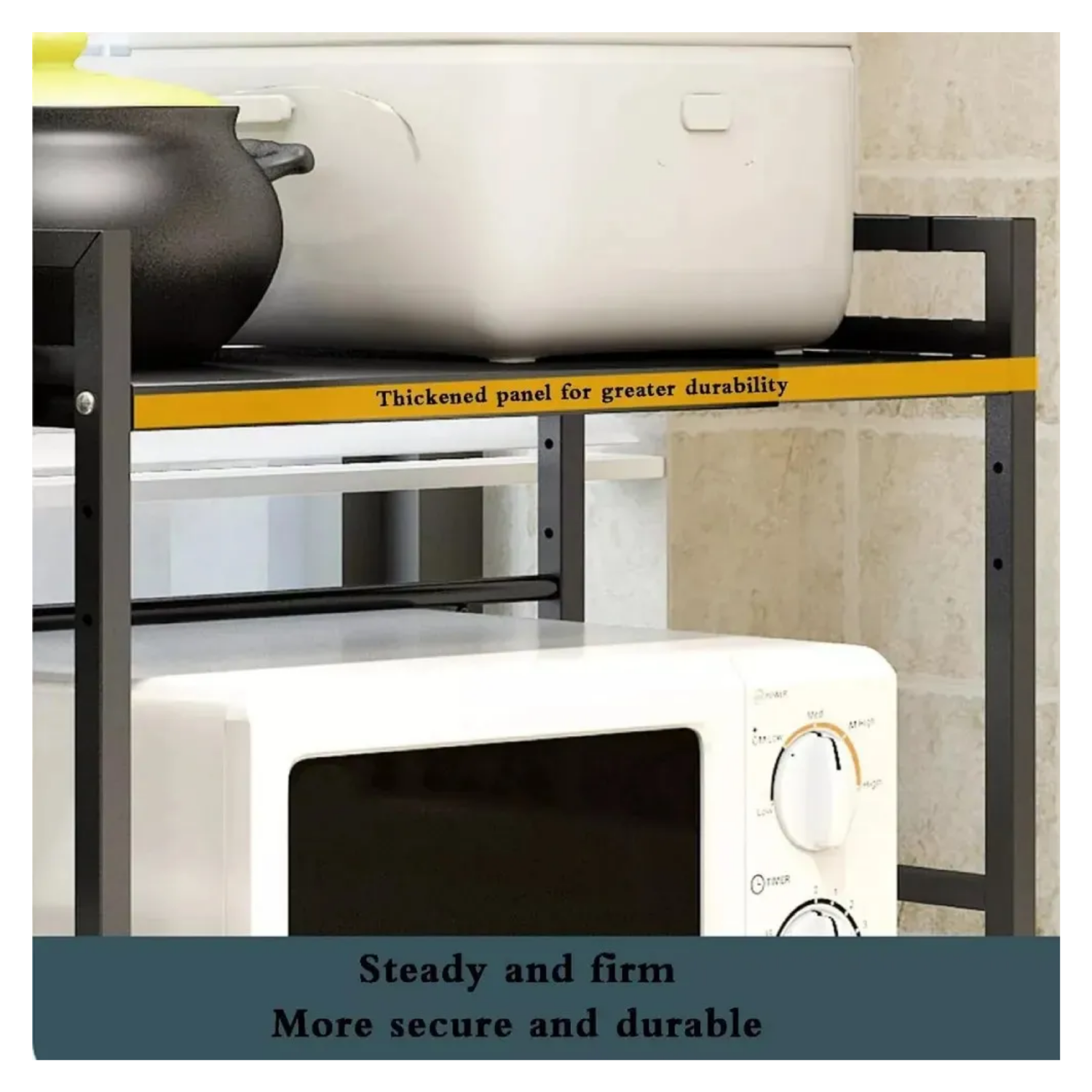 Estante Rack Cocina Microondas Organizador 3 Niveles Negro 80x54x34 CM-3