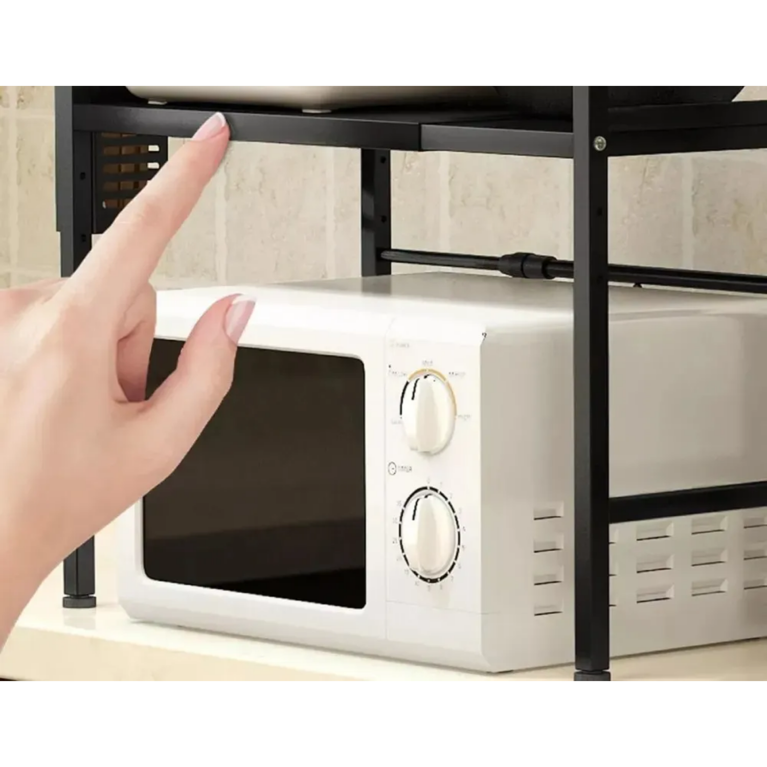 Estante Rack Cocina Microondas Organizador 3 Niveles Negro 80x54x34 CM-4