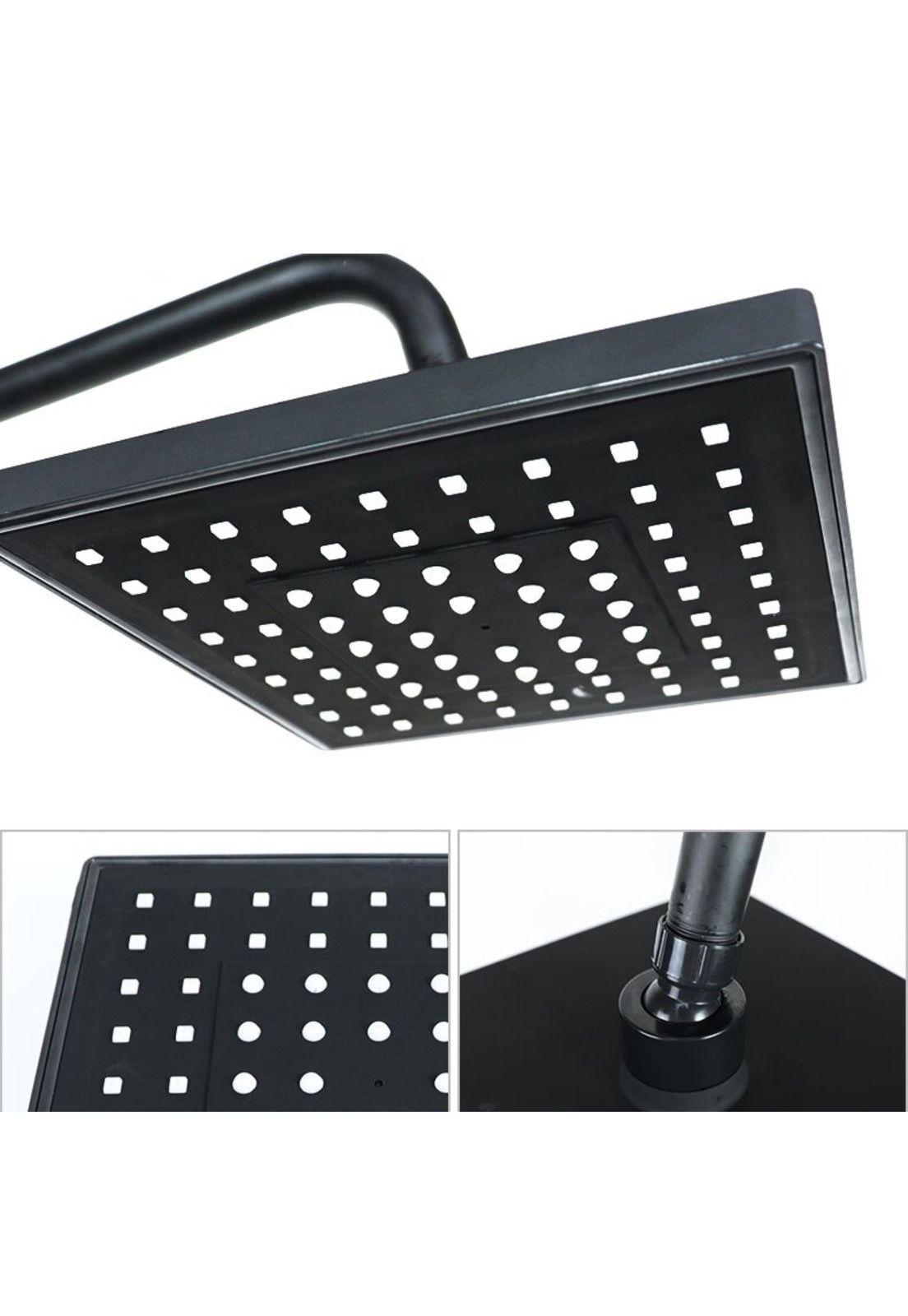 Ducha Columna Llave Monomando Moderna Cuadrada Acero Negro-2