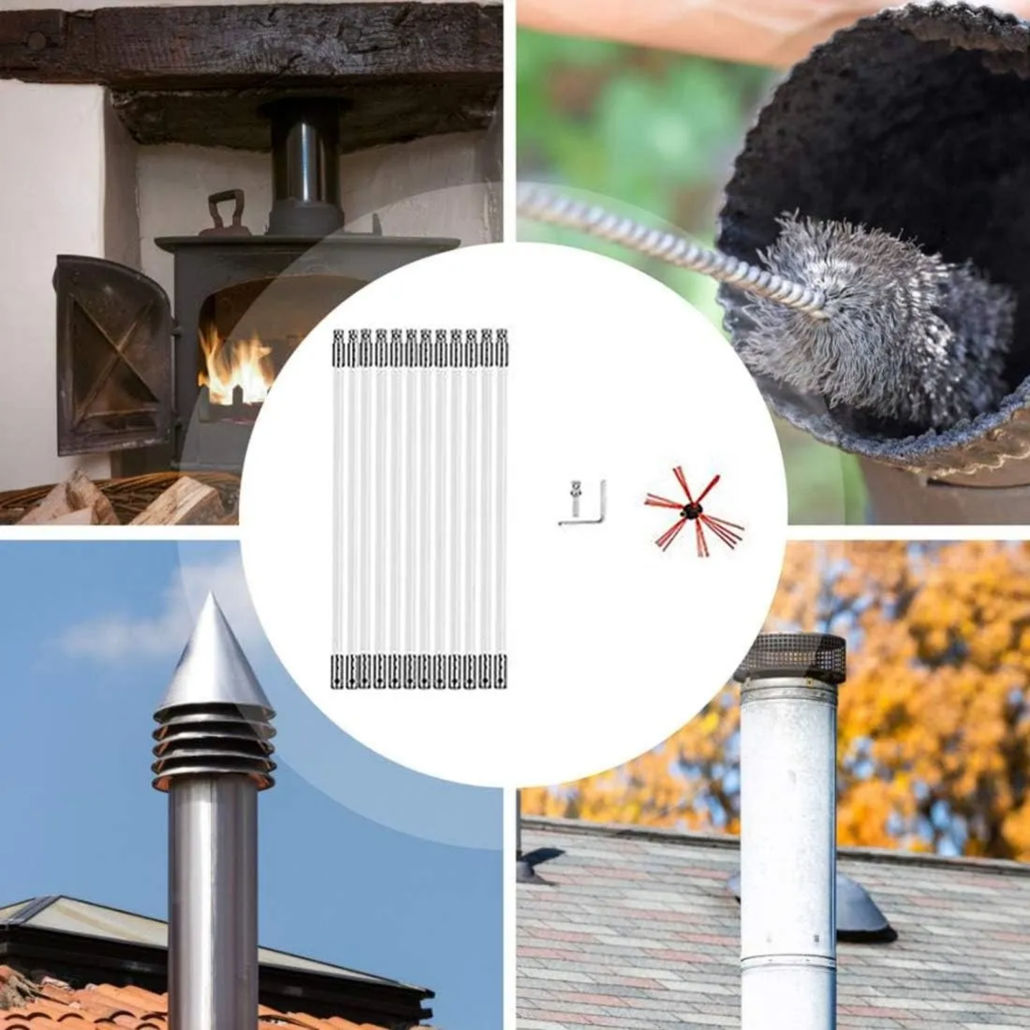 Set Limpia Chimenea Pellet Combustión Lenta 8 MTS-3