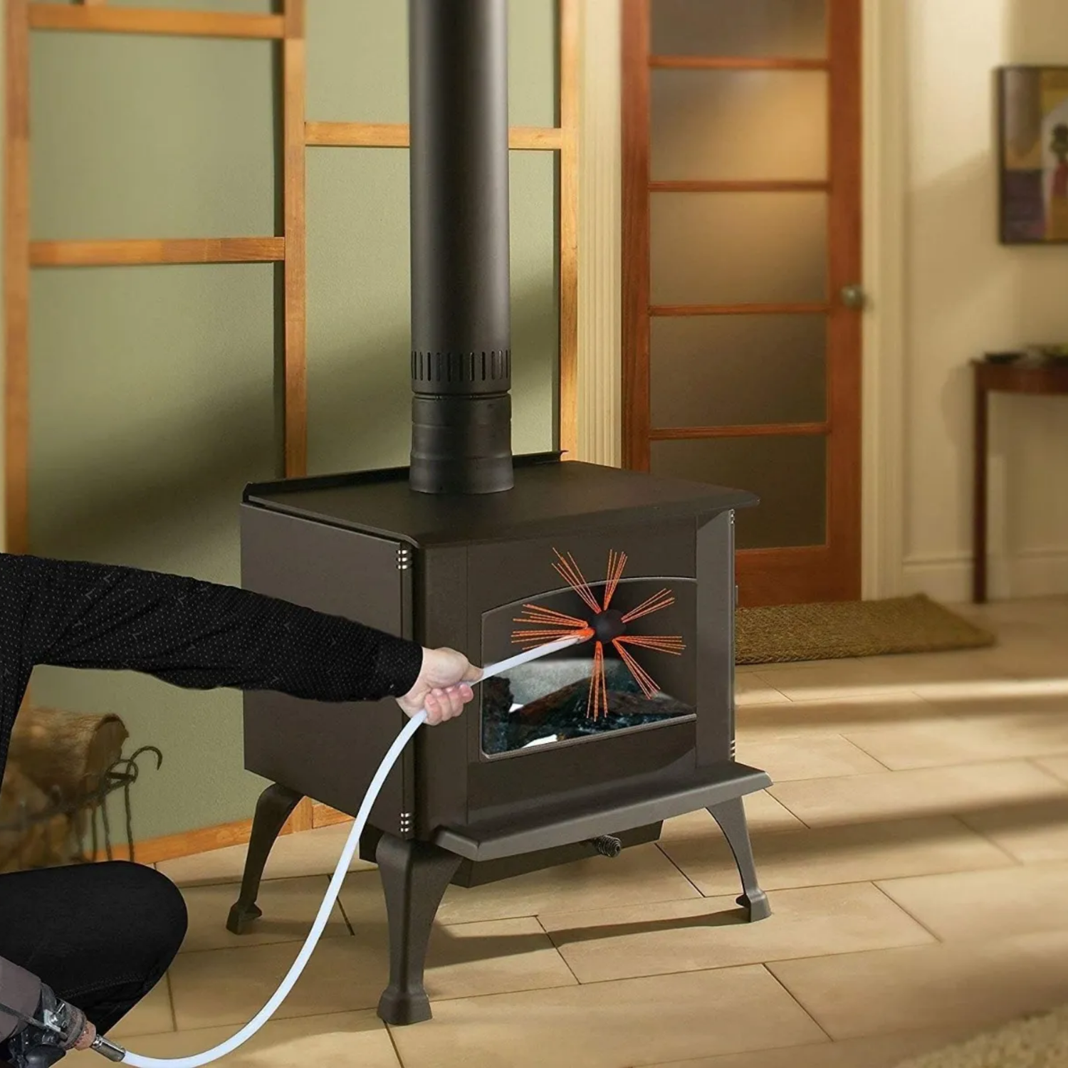 Set Limpia Chimenea Pellet Combustión Lenta 8 MTS-4