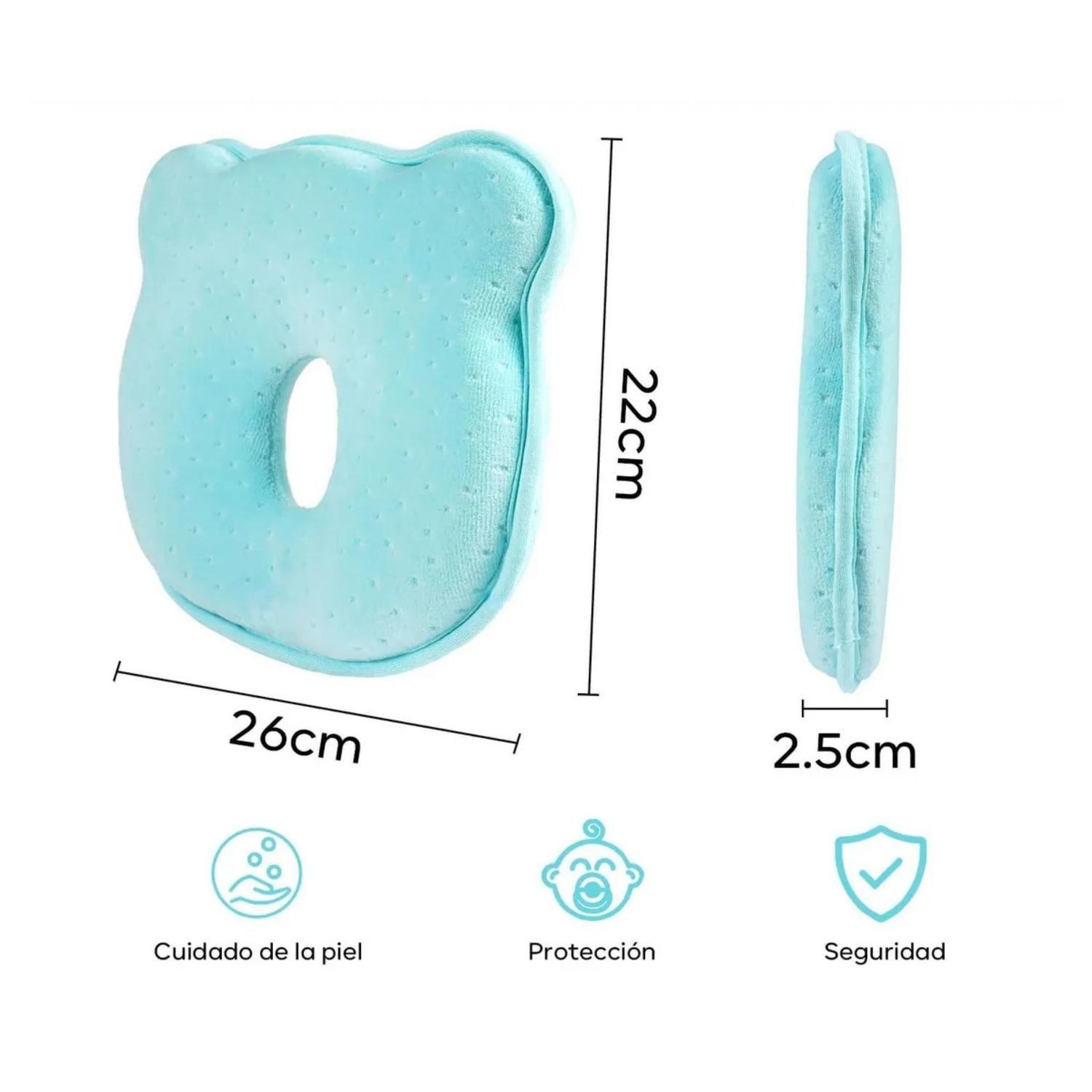 Almohada Bebé Anti-plagiocefalia Cabeza Plana Celeste-3