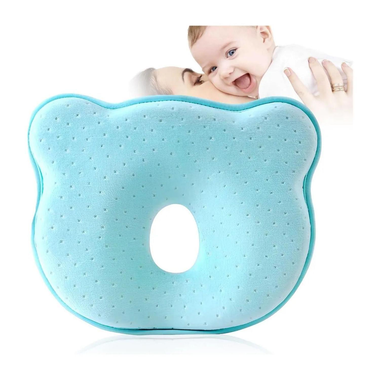 Almohada Bebé Anti-plagiocefalia Cabeza Plana Celeste-4