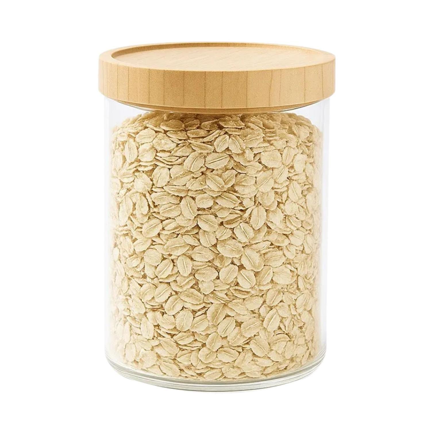 Pack 3 Frasco Hermetico Contenedor Especies Tapa Bambú 1000 ML-1