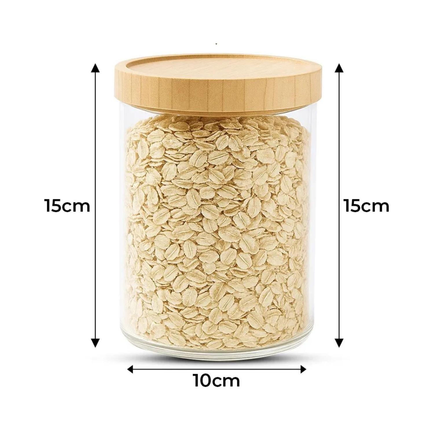 Pack 3 Frasco Hermetico Contenedor Especies Tapa Bambú 1000 ML-2