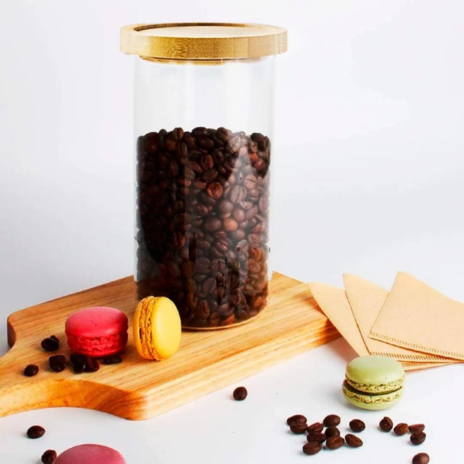 Pack 3 Frasco Hermetico Contenedor Especies Tapa Bambú 1000 ML-3