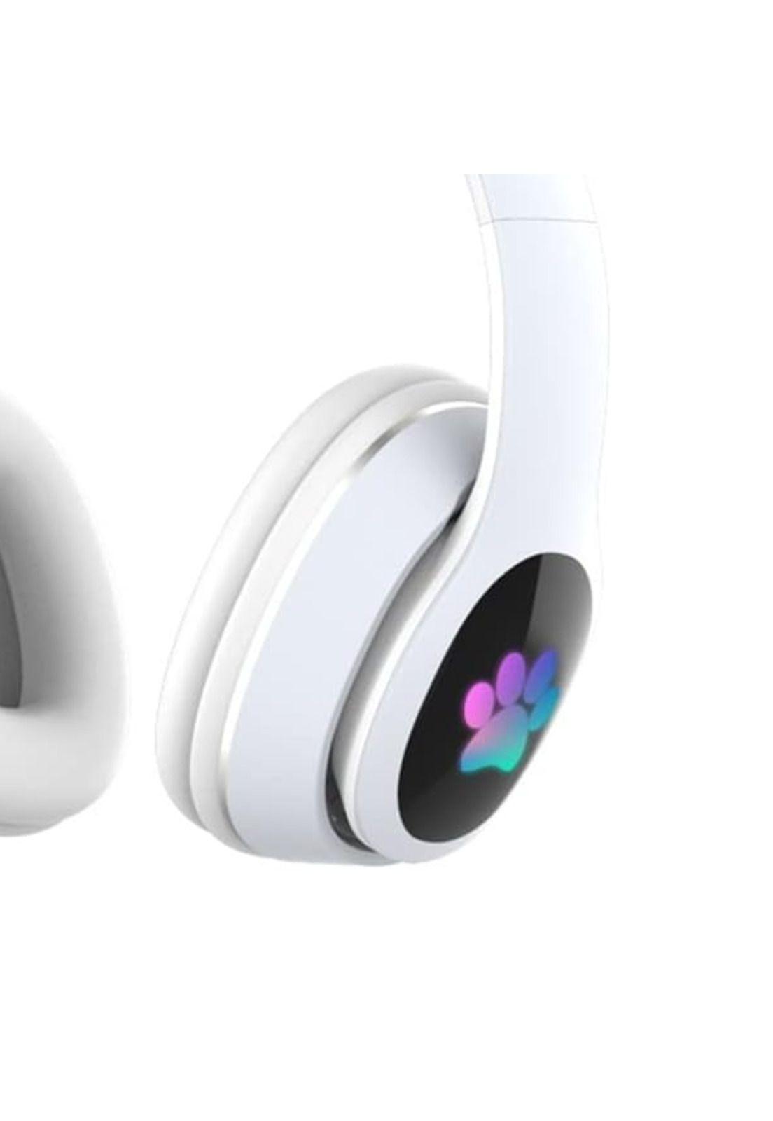Audífonos inalámbrico Orejas Gato LED Wireless Bluetooth Blanco-3