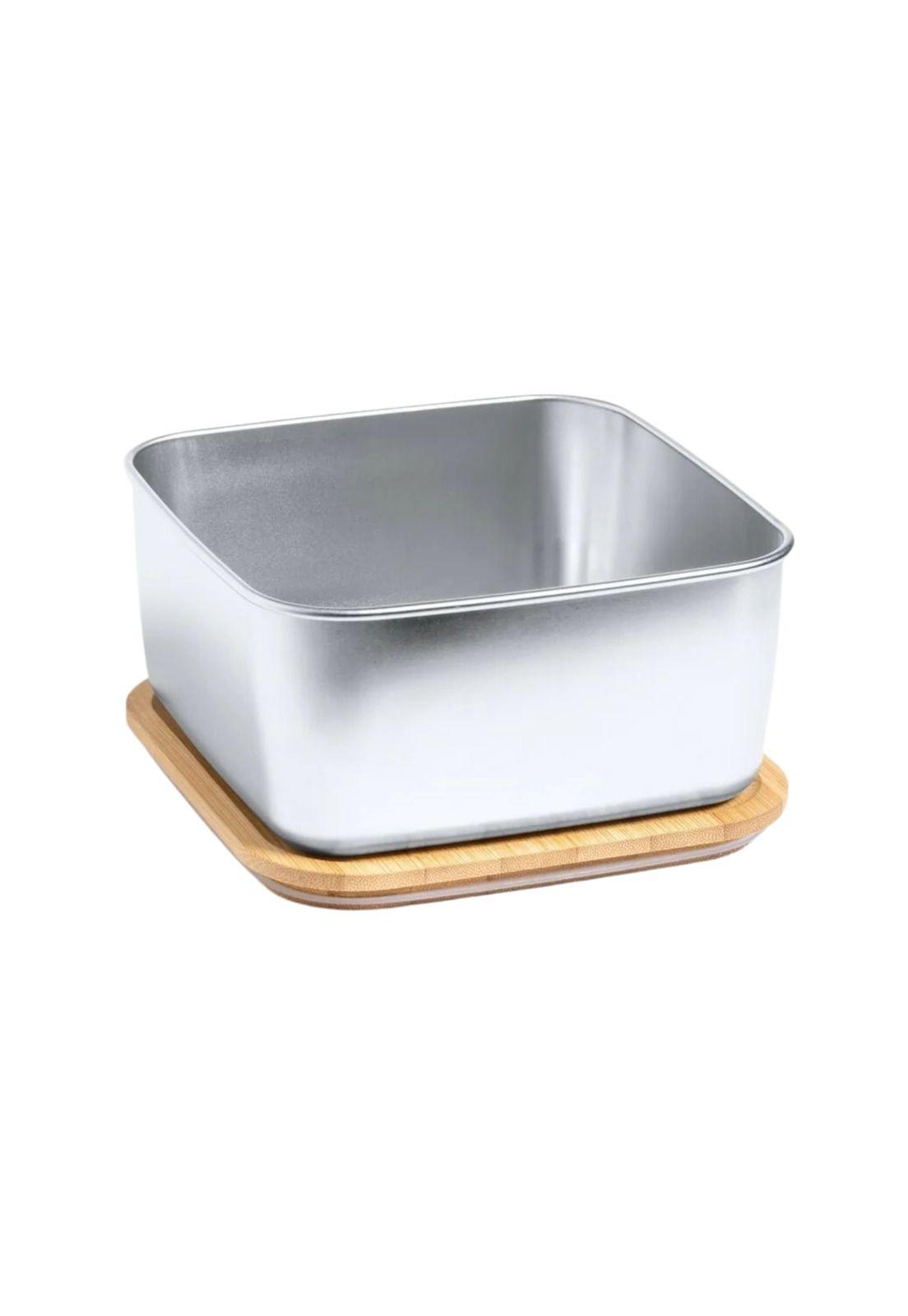 Contenedor Tupper Hermético Cuadrado Acero Inox. Bambú Tusvik 1400 ML-5