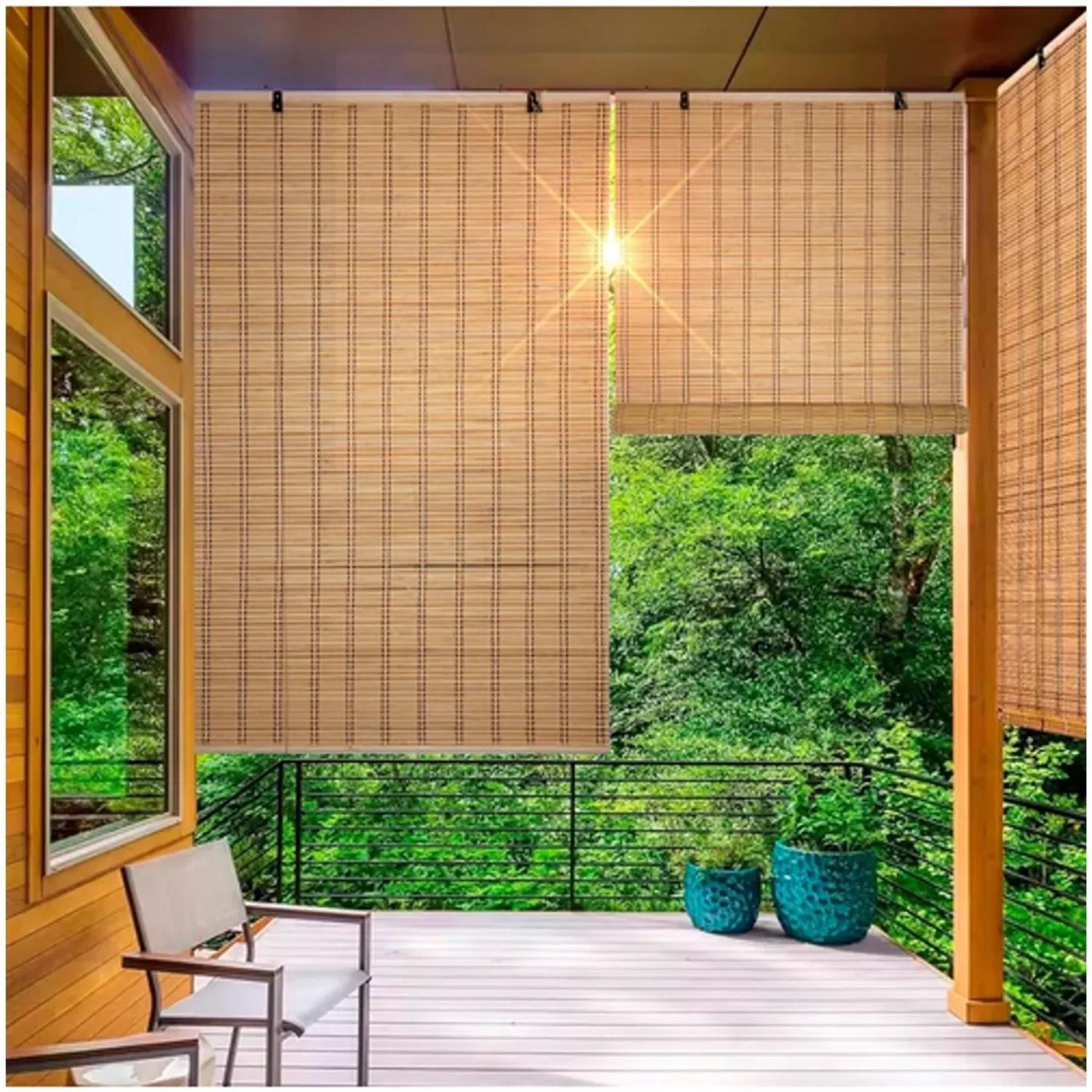 Cortina Persiana Roller Enrollable 120x150 CM Bambú Marrón-3