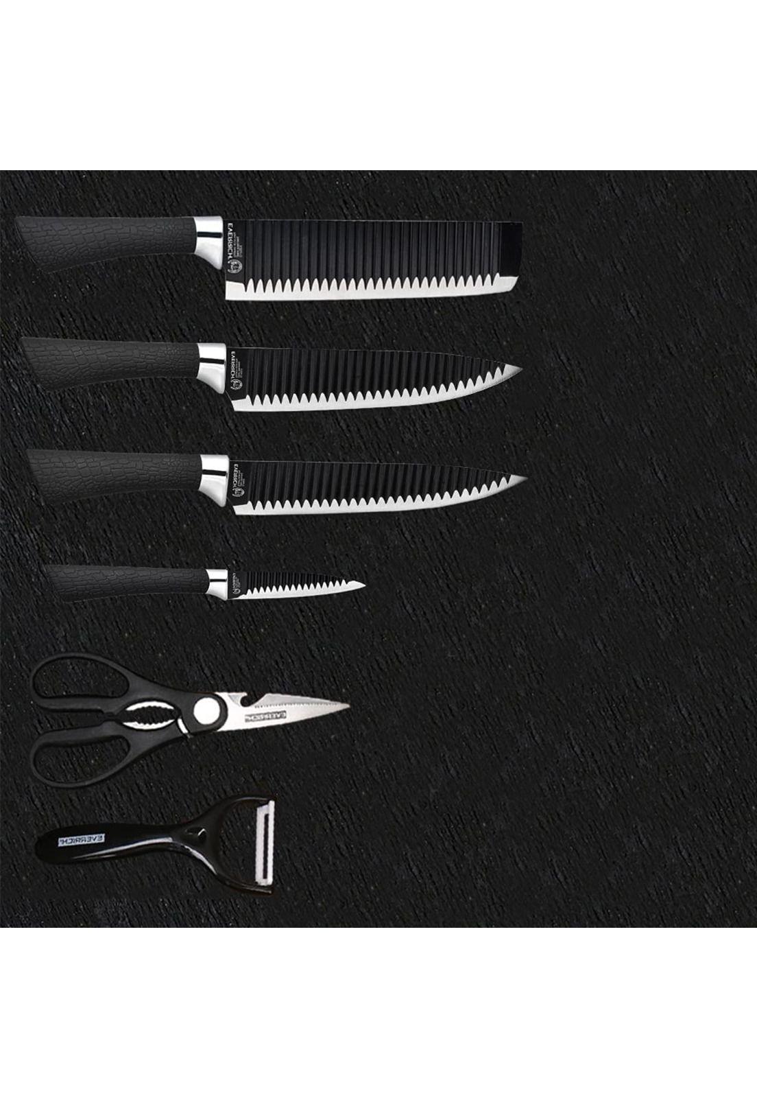 Set Cuchillo Acero Inoxidable 6 Piezas Antibacterial Negro-2
