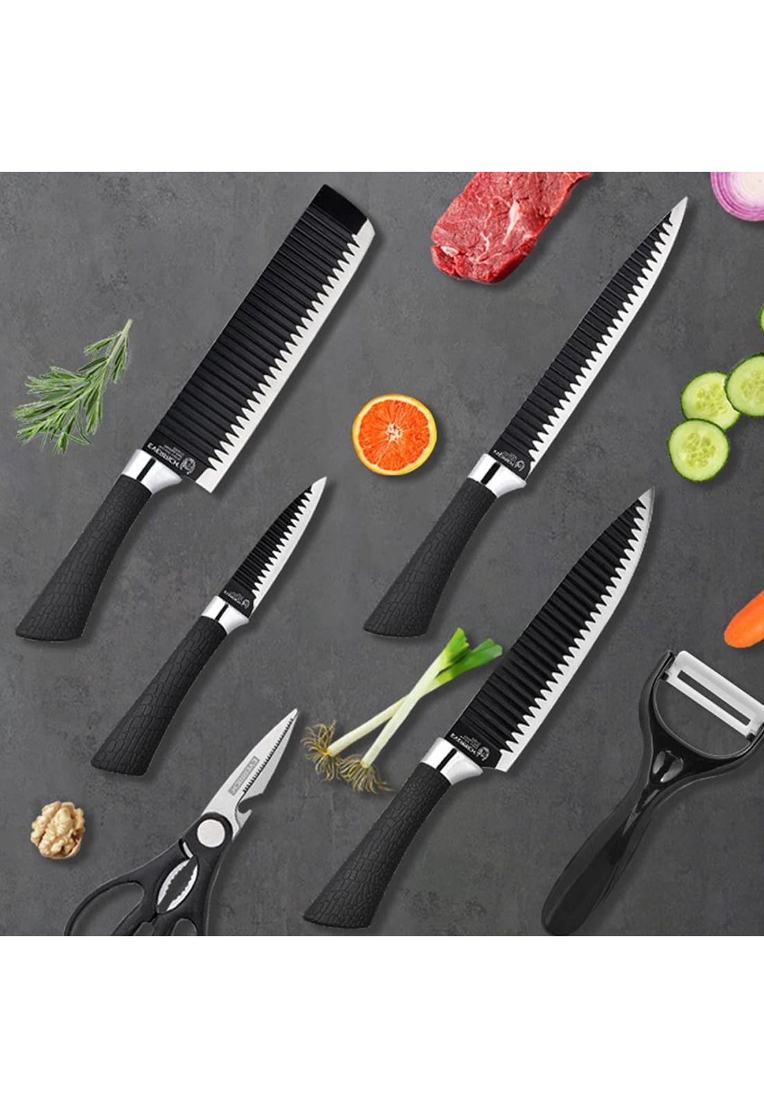 Set Cuchillo Acero Inoxidable 6 Piezas Antibacterial Negro-3
