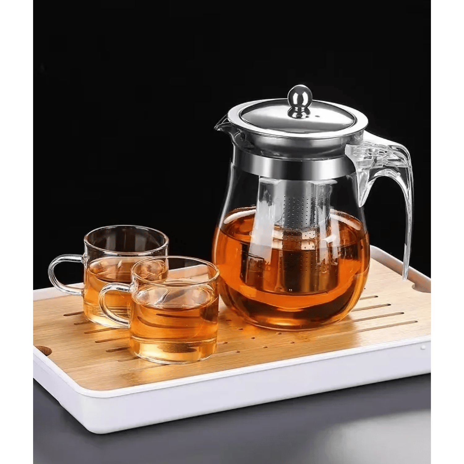 Tetera Te Infusiones Vidrio Filtro Acero Inoxidable 750 ML Transparente-2