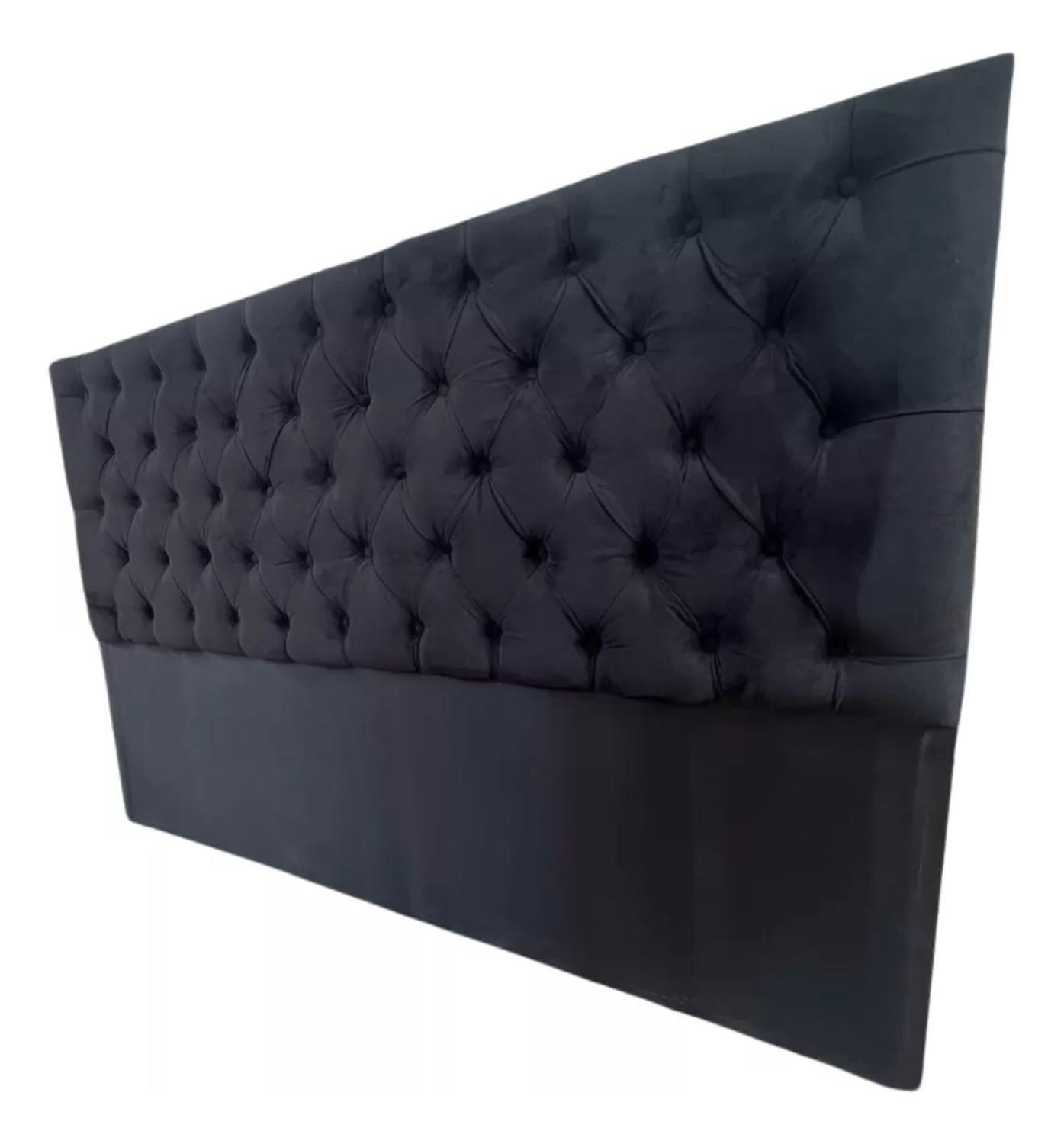 Respaldo Super King Piso Capitone Premiun 200x140 CM Negro Felpa-2