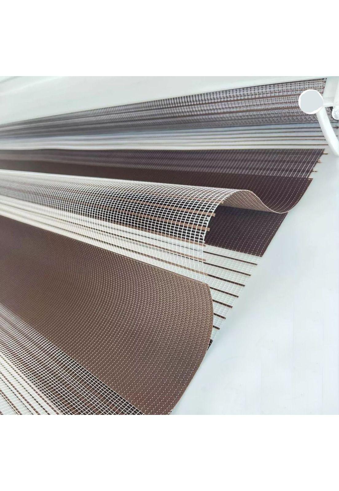 Cortina Roller Dúo Zebra Día Noche Café Oscuro 80x200 CM-2