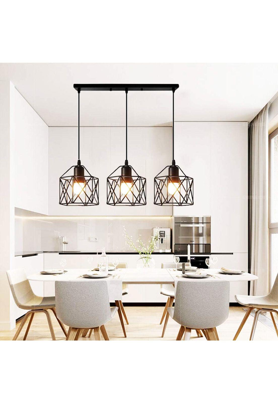 Lámpara 3 En 1 Colgante Industrial E26 E27 40 CM Negro-3