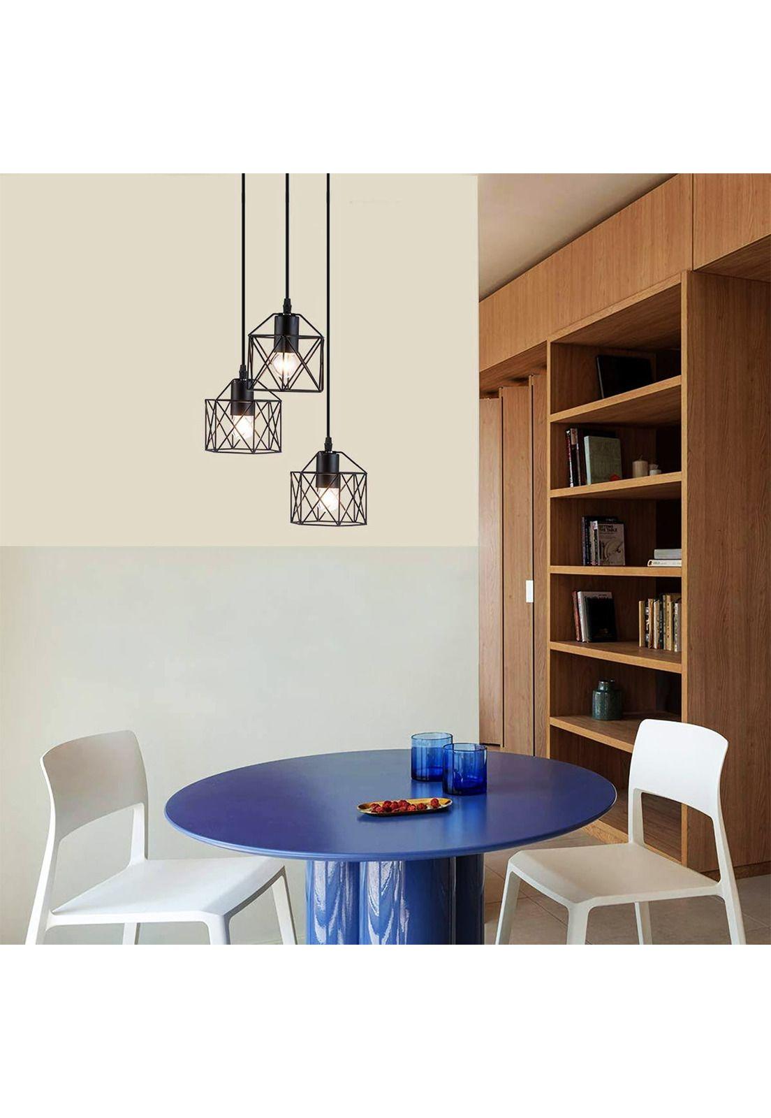 Lámpara 3 En 1 Colgante Industrial E26 E27 40 CM Negro-6