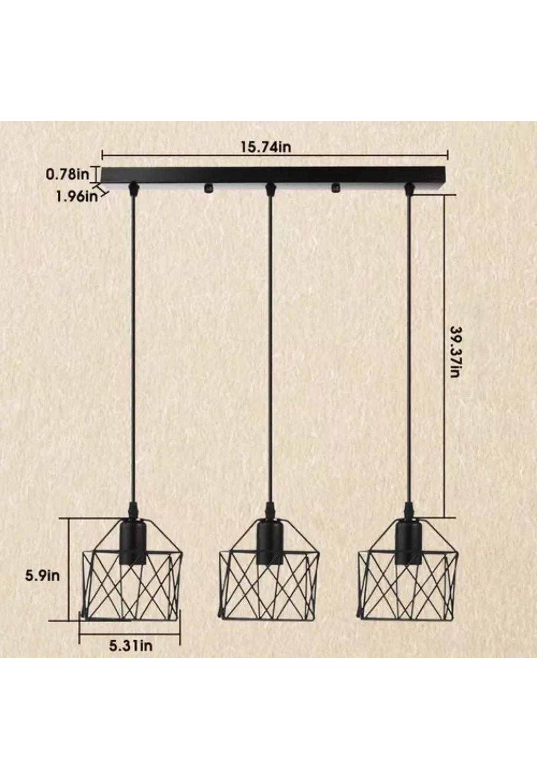 Lámpara 3 En 1 Colgante Industrial E26 E27 40 CM Negro-8