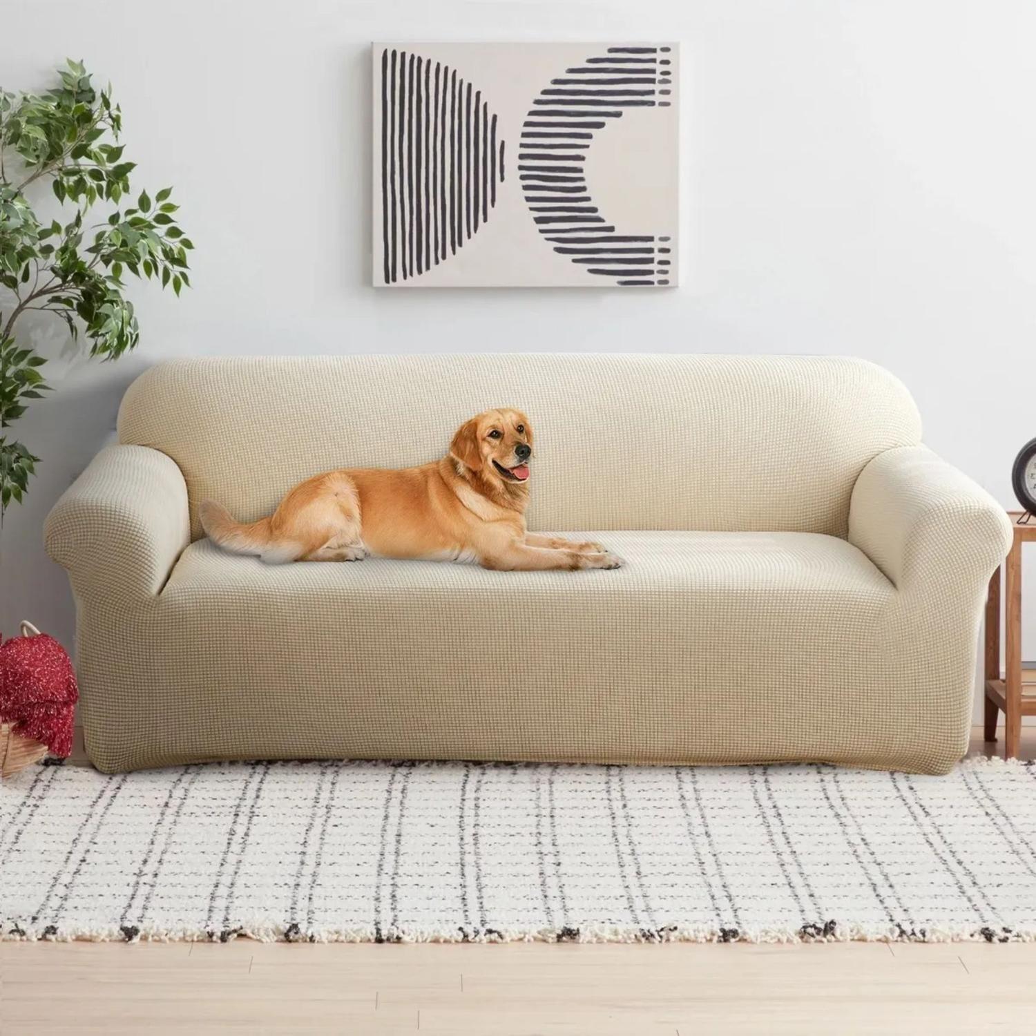 Funda Sofá Cubre Sillón Protectora Elastizada 230 CM Beige-3