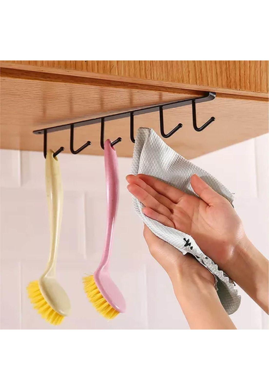 Colgador Organizador Soporte Tazas Utensilios Cocina Metal Negro-4