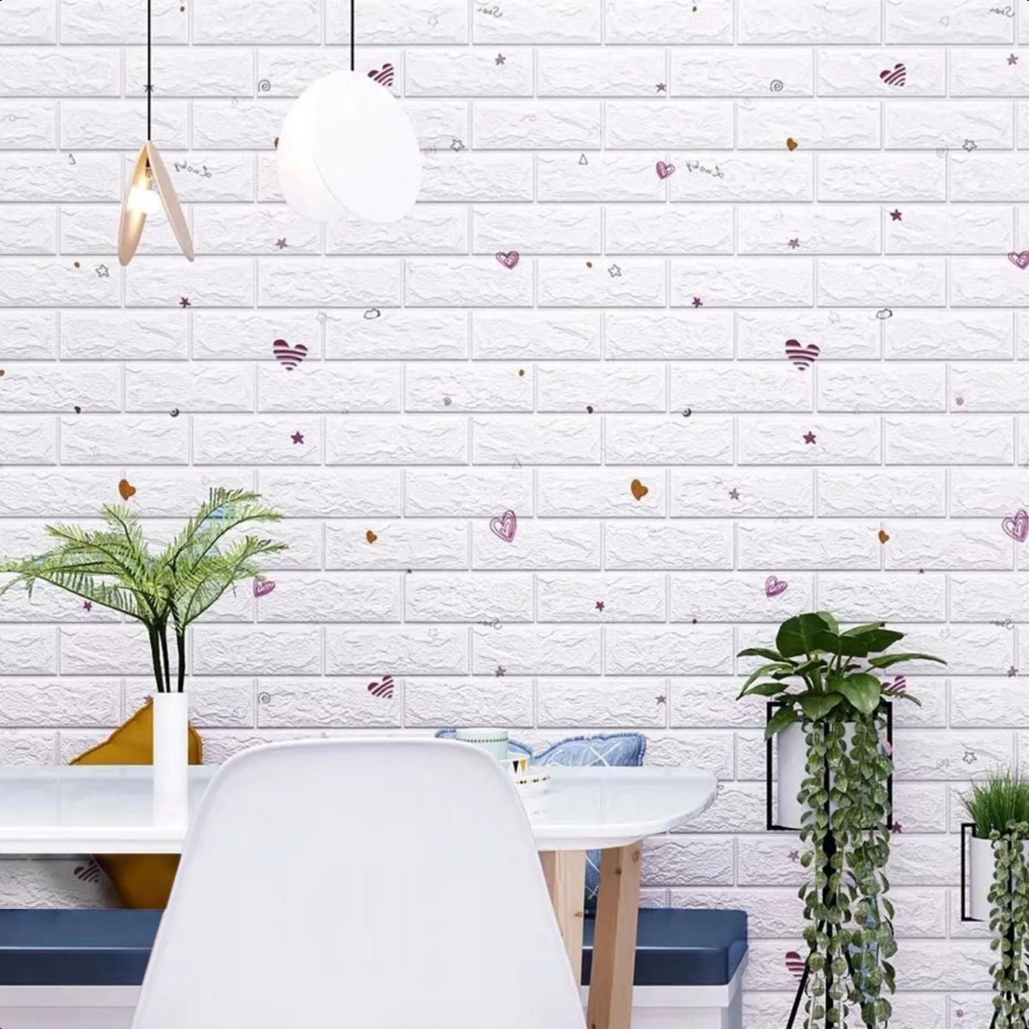 Pack 10 Pegatinas Pared Espuma 3D 70x77 CM Blanco-2