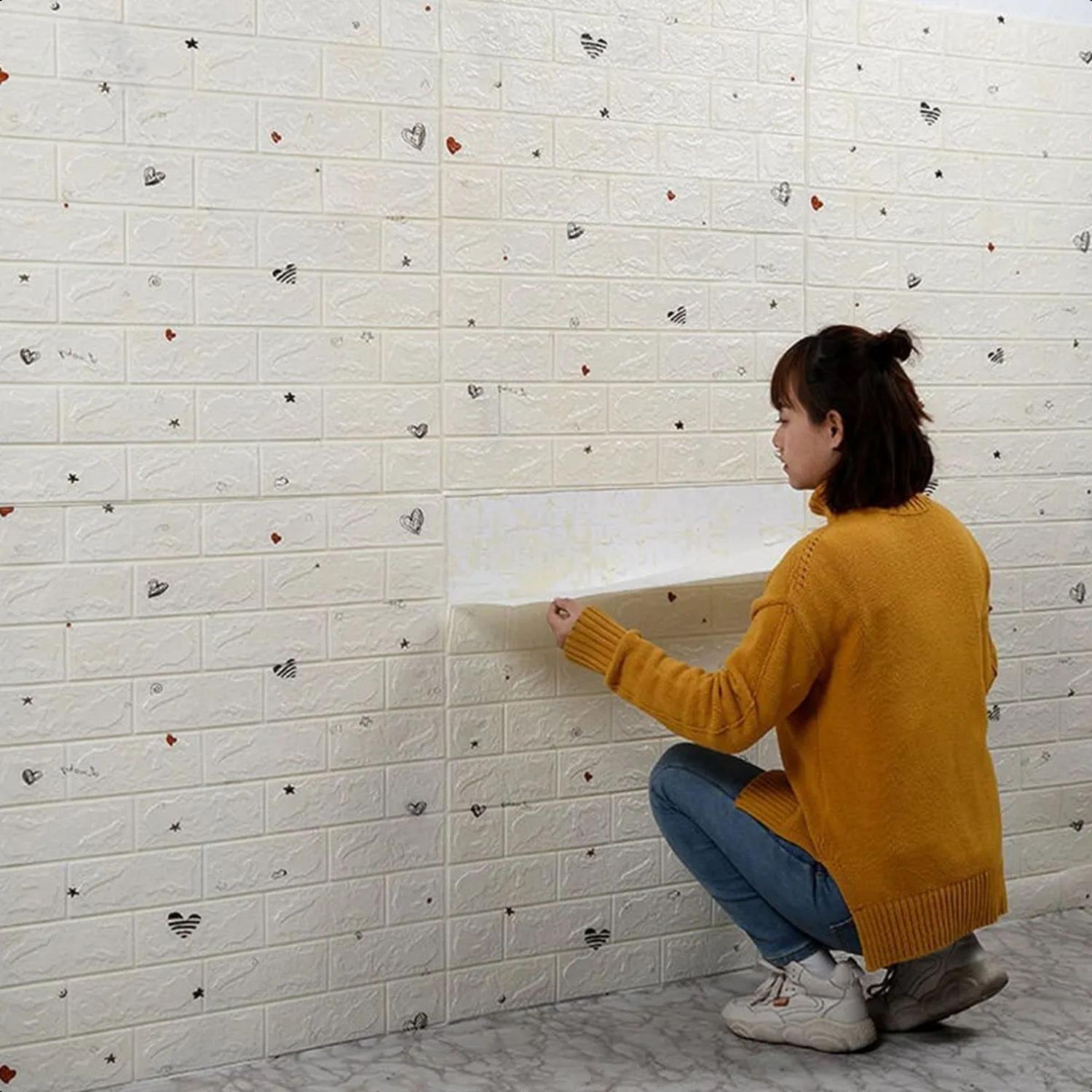 Pack 10 Pegatinas Pared Espuma 3D 70x77 CM Blanco-3