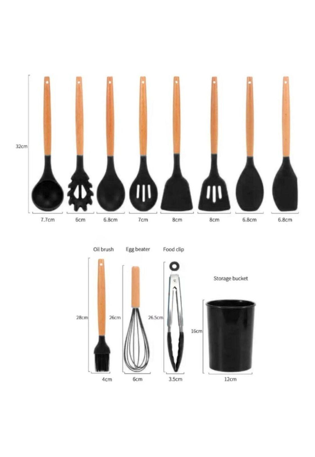 Set 11 Utensilios Cocina Antiadherentes Silicona Negro-5