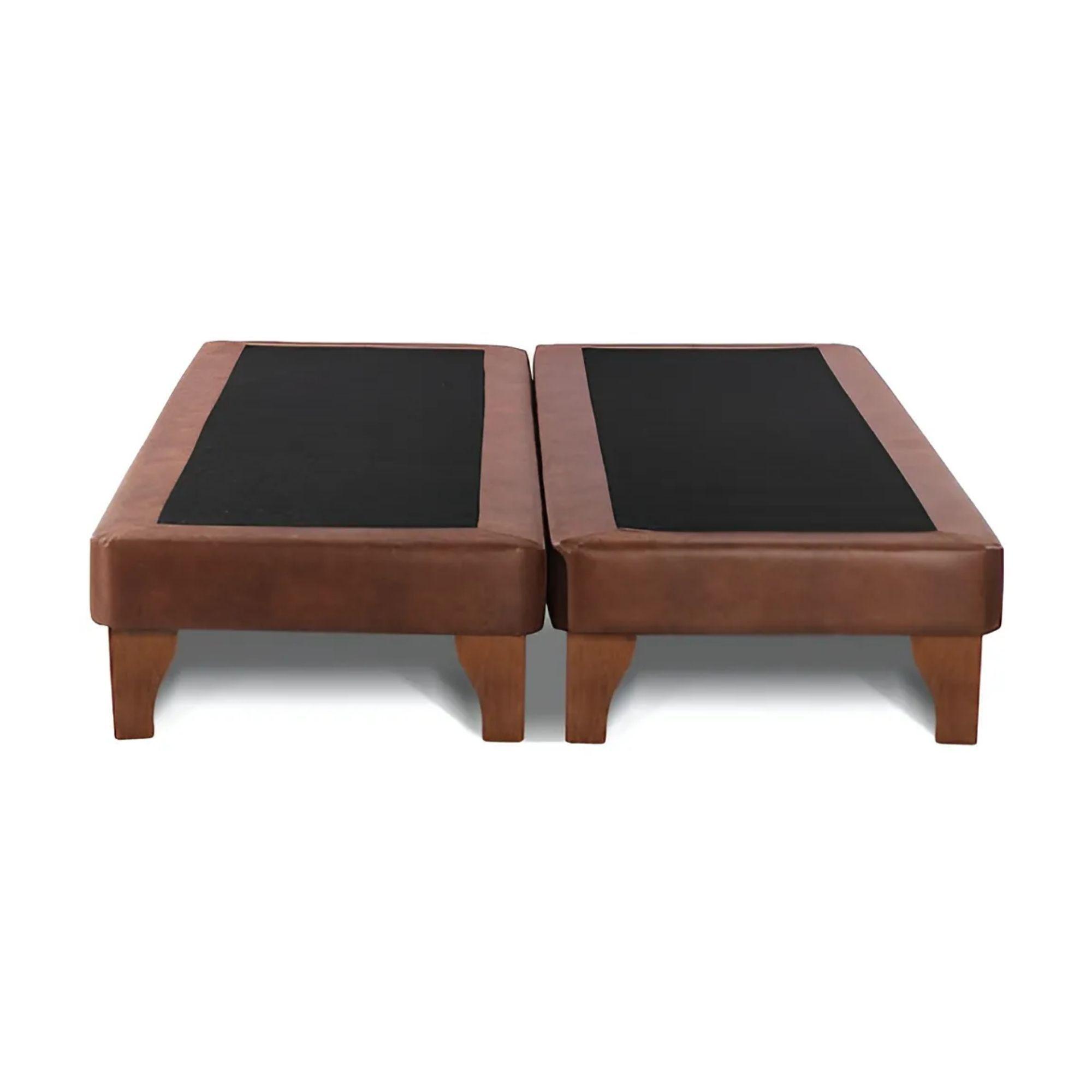 Base Dividida Cama Europea King 200x180 CM Chocolate Felpa-2