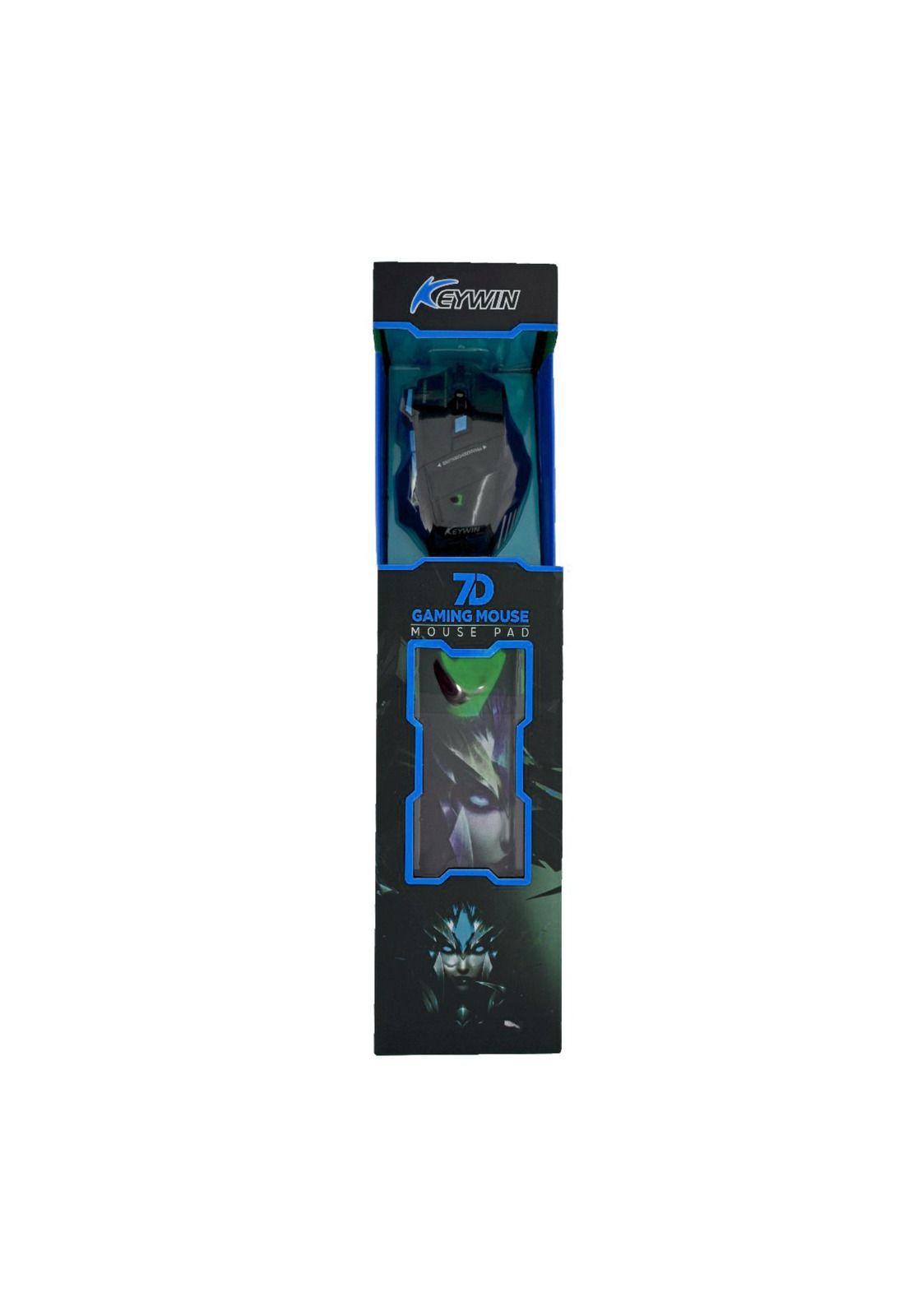Kit Mouse Gamer Mousepad Ergonómico Azul-2
