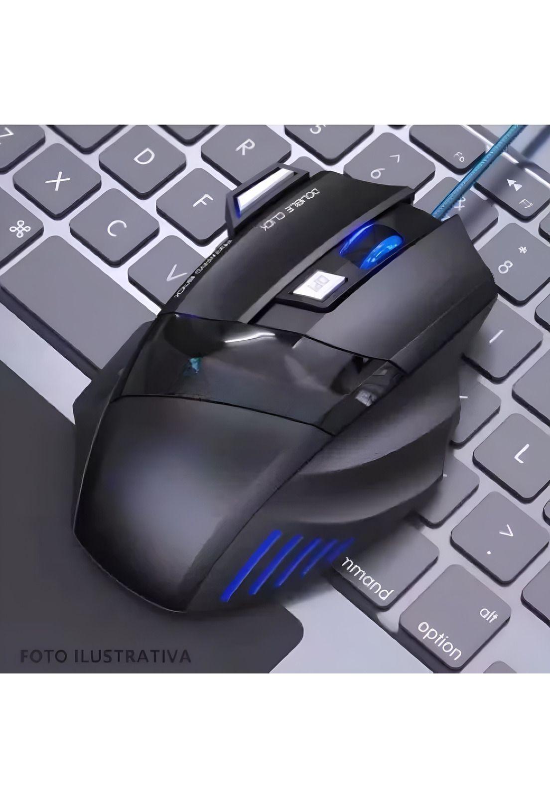 Kit Mouse Gamer Mousepad Ergonómico Azul-4