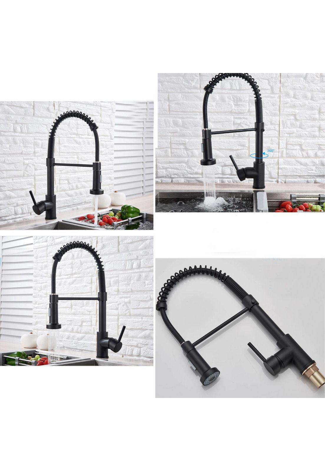 Llave Monomando Lavaplatos Profesional Resorte Negro-6