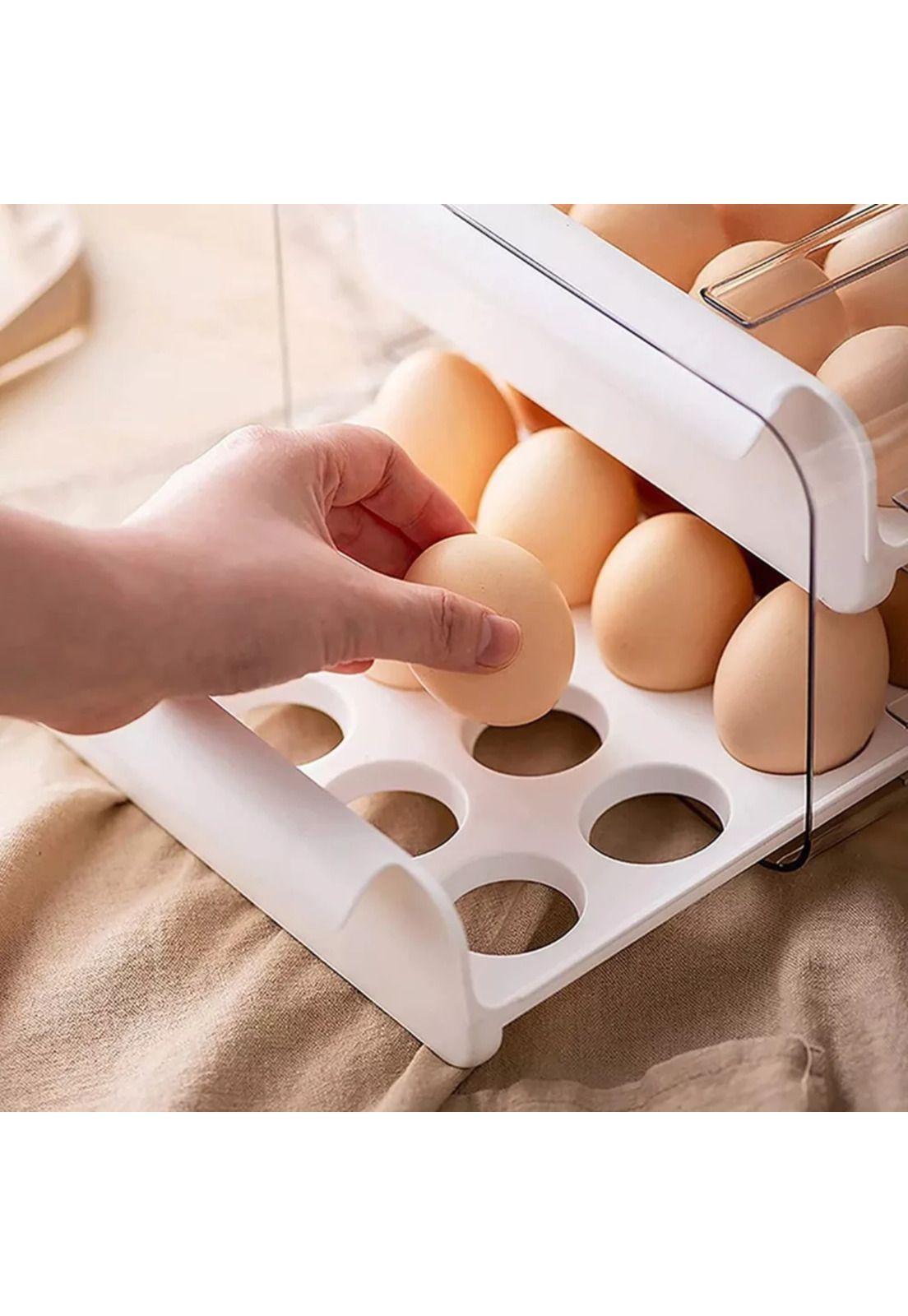 Organizador Portahuevos 2 Niveles 32 Huevos 26x23 CM Blanco-3