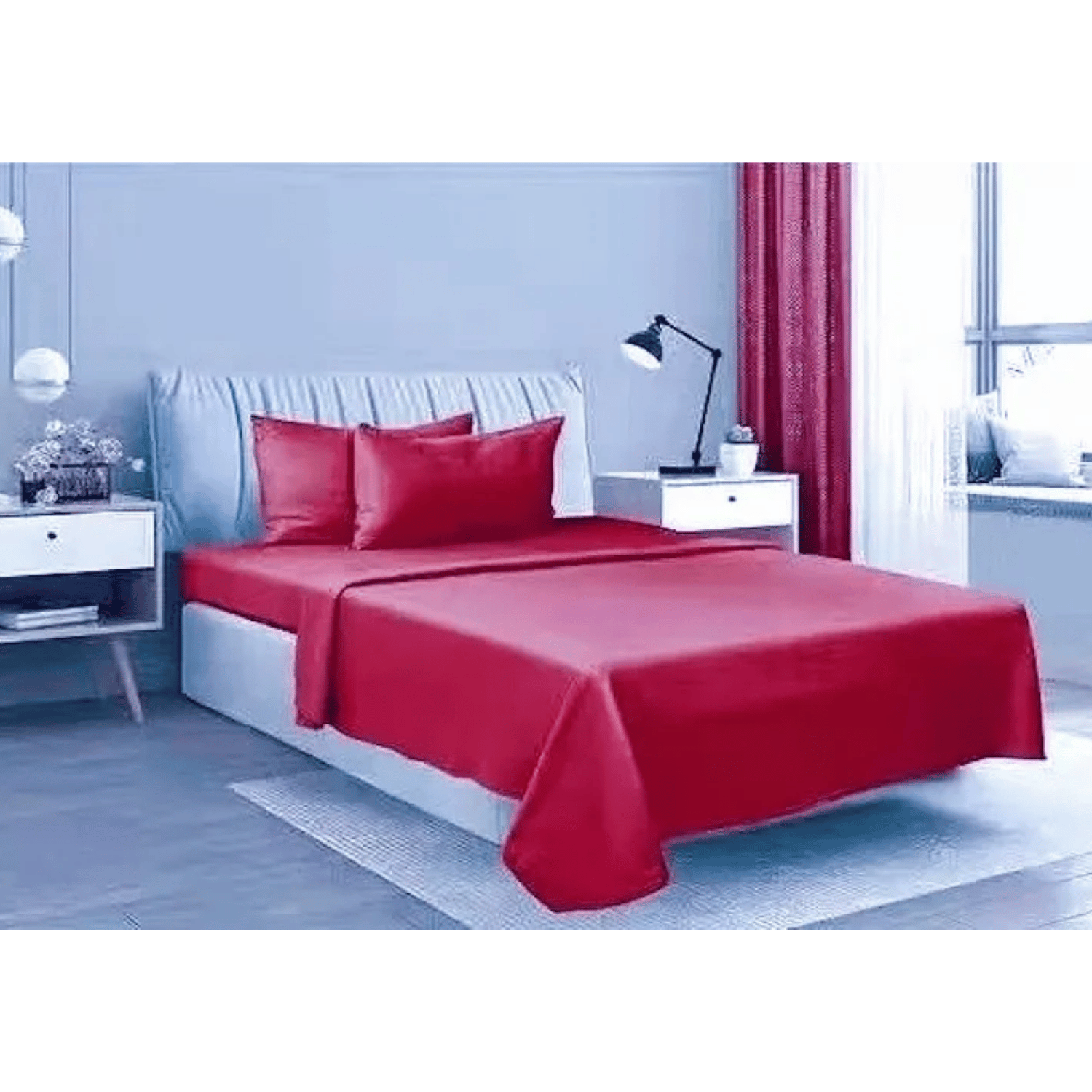 Juego Sábana Polar 2 Plazas 4 Piezas Fucsia-3