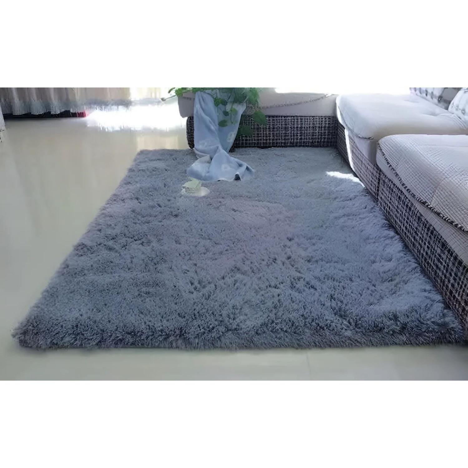 Alfombra Peluda Super Suave 2x1,8 MTS Plomo Liso-3