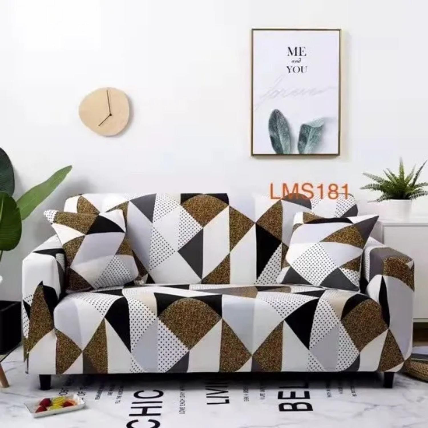 Funda Protectora Sillón Sofá Tela Elásticada Cubos 220 CM Café-2