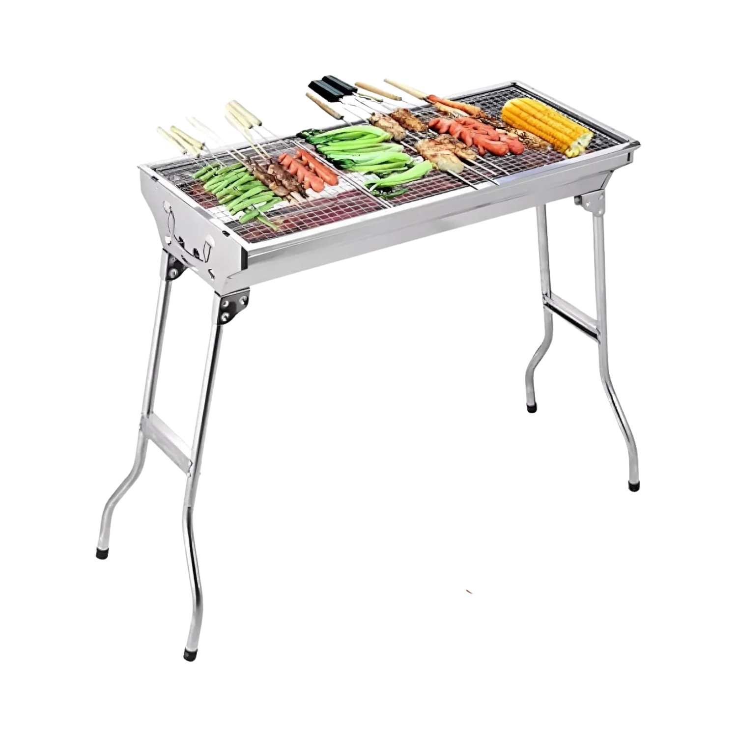 Parrilla Carbón Portatil Plegable Acero Inoxidable 95x71x3 CM-2