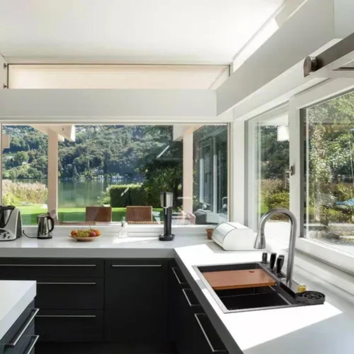 Lavaplato Empotrado Más Tabla Picar 68x45 CM Negro-4