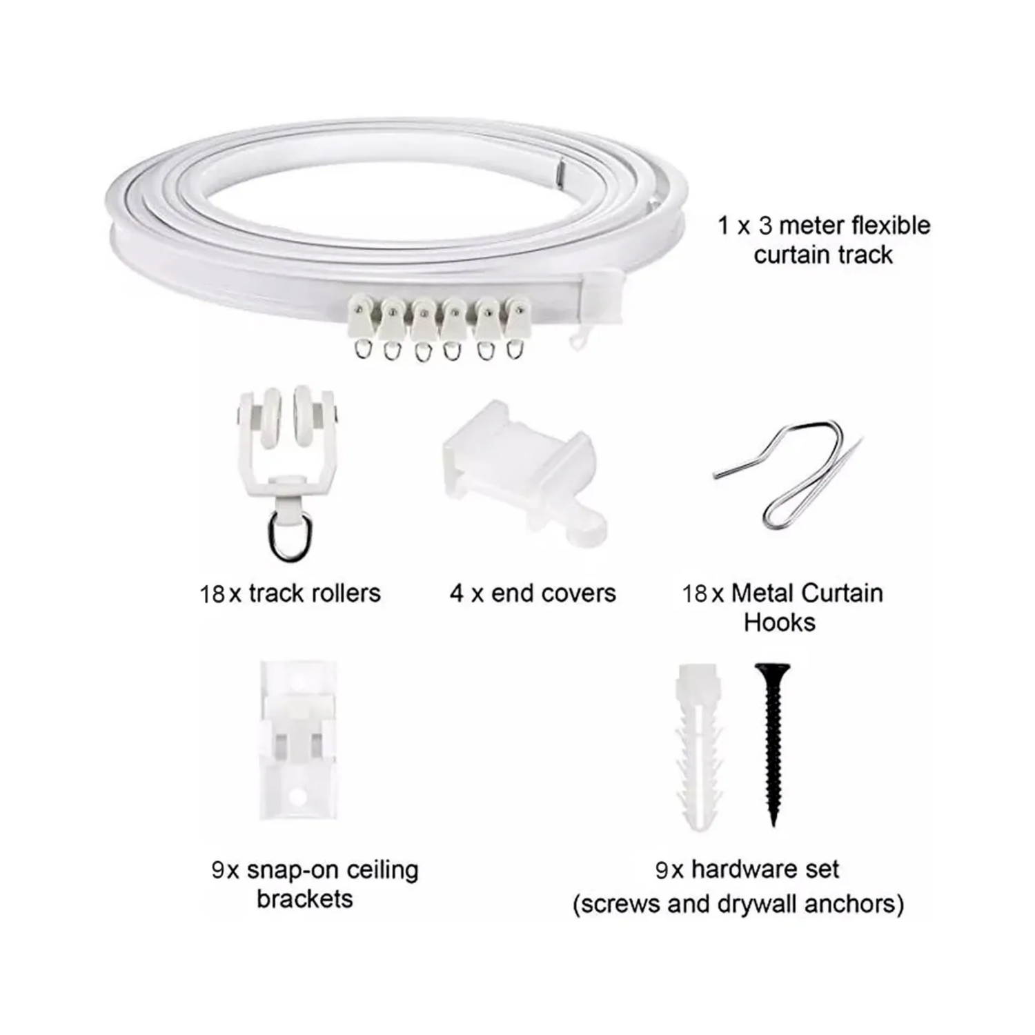 Riel Soporte Cortina Techo Flexible 3 MTS Blanco-2