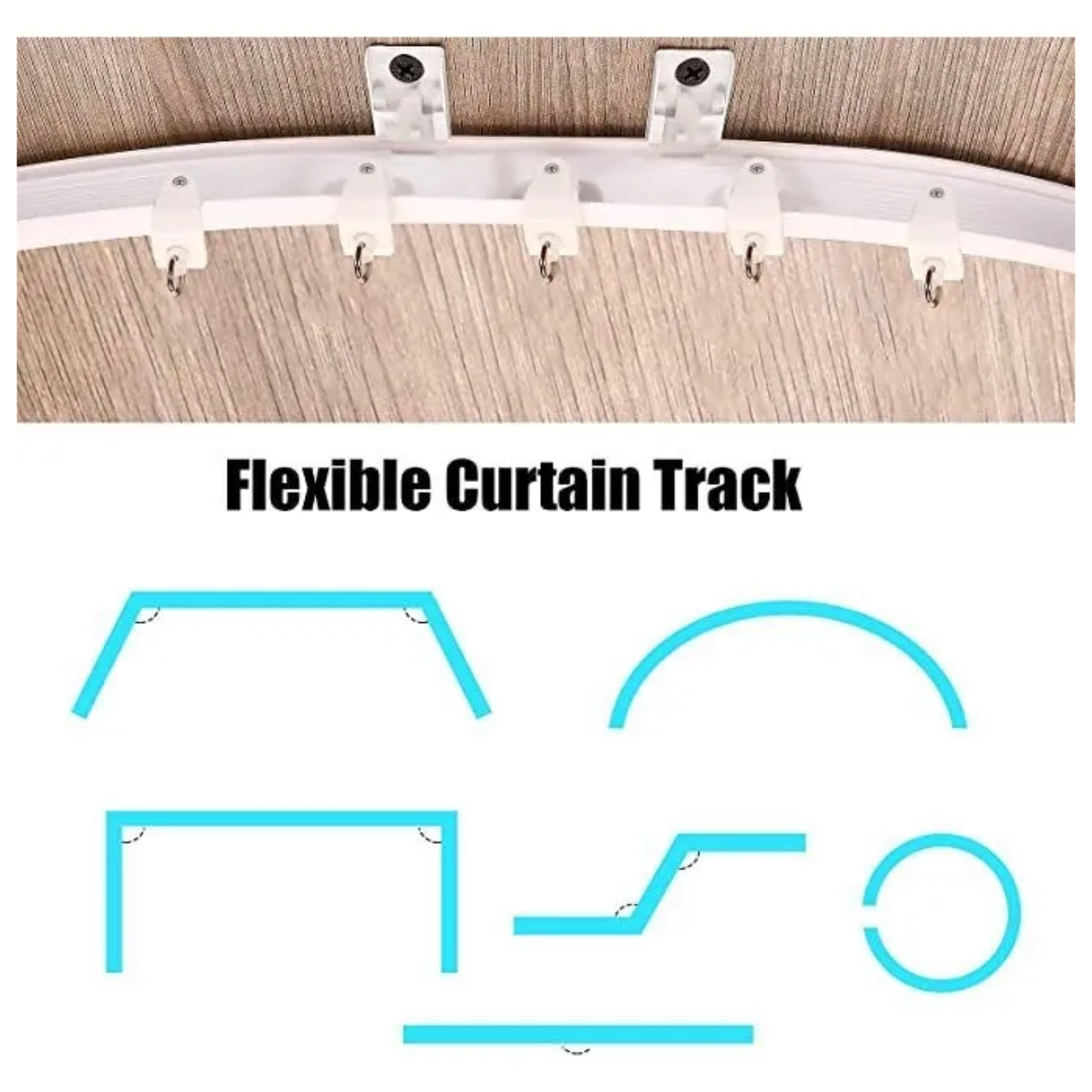 Riel Soporte Cortina Techo Flexible 3 MTS Blanco-5