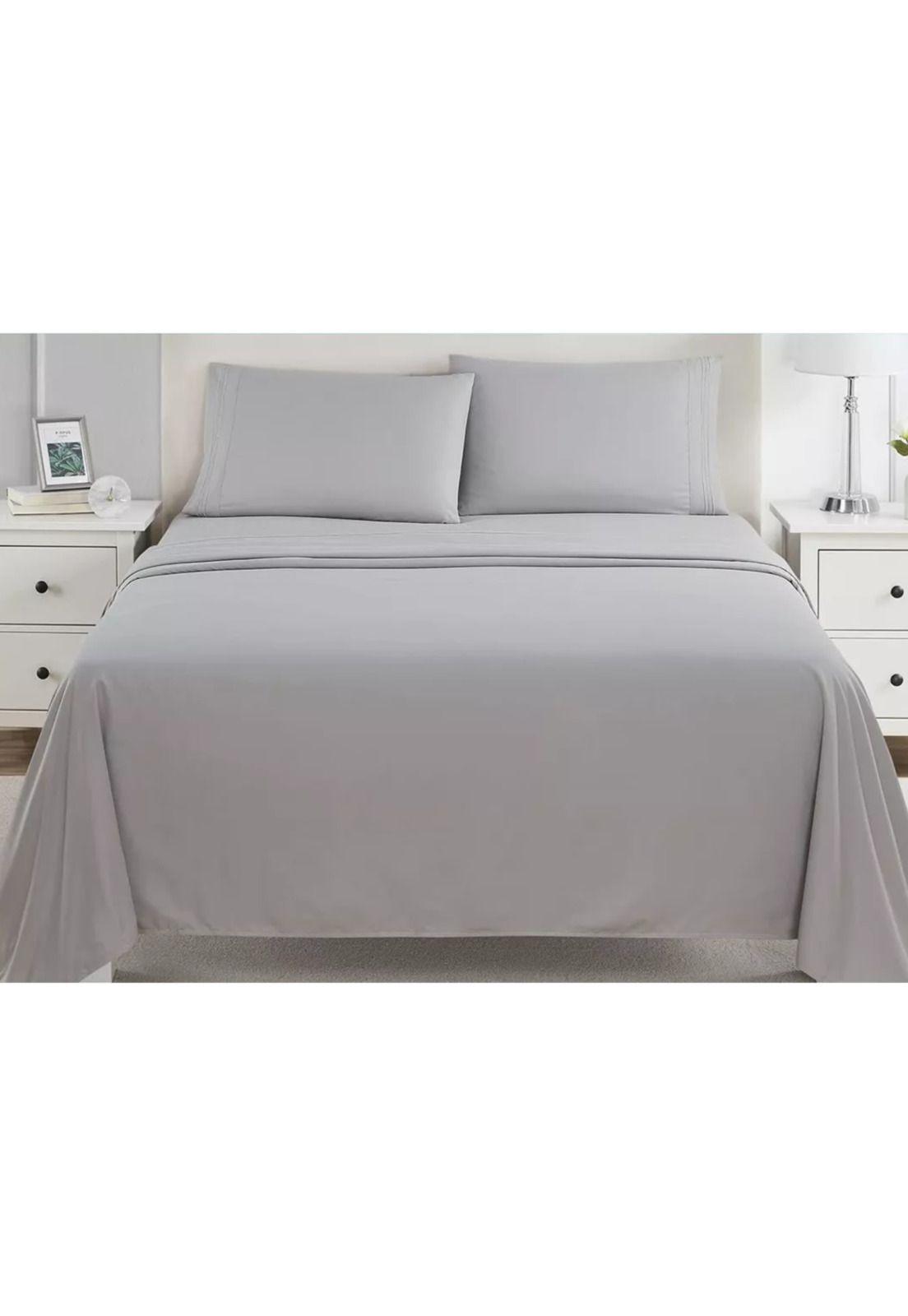 Juego Sábanas Hotel Ultra Suave Microfibra + 2 Fundas Bordadas King Gris-3