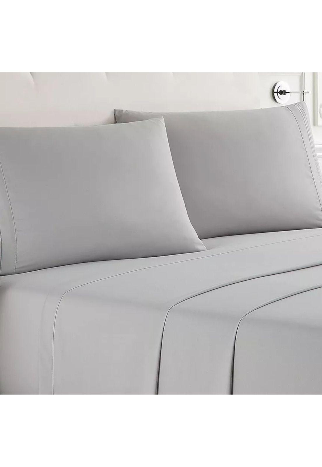 Juego Sábanas Hotel Ultra Suave Microfibra + 2 Fundas Bordadas King Gris-4