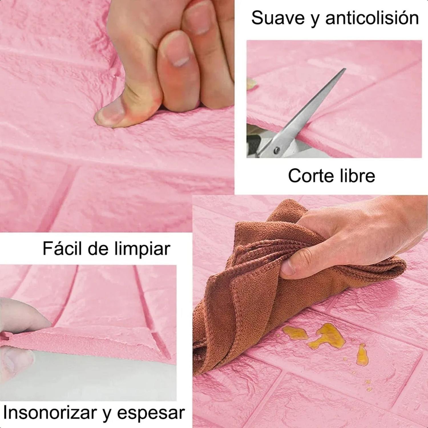 Pack 10 Pegatinas Pared Espuma 3D 70x77 CM Rosa-2