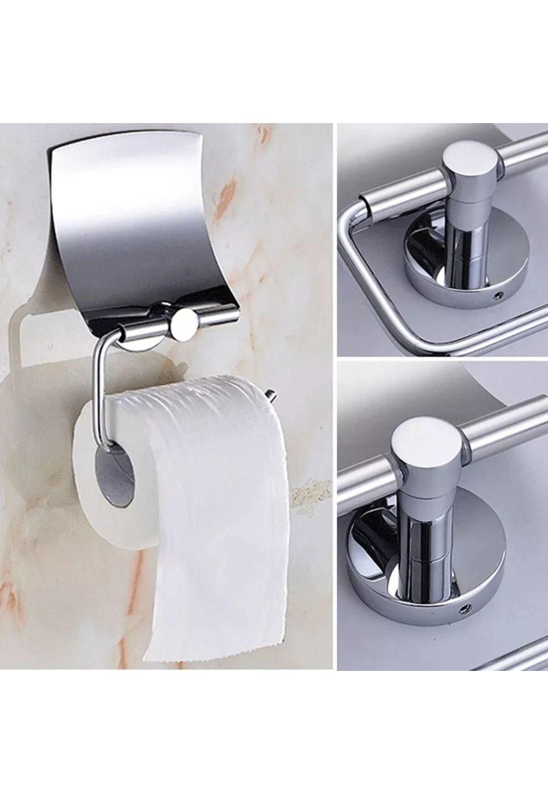 Soporte Papel Higiénico Baño Acero Inoxidable 12x14x7 CM Plateado-3