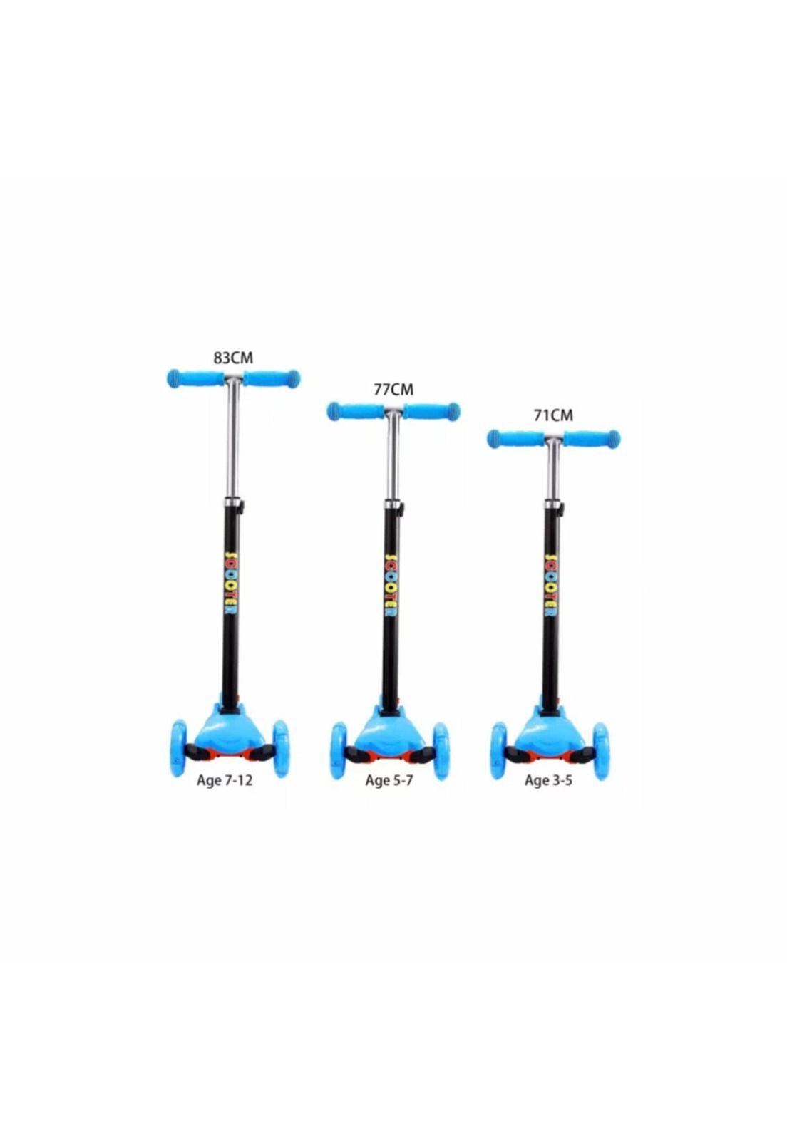 Scooter Monopatín 3 Ruedas LED Infantil Regulable Celeste-2