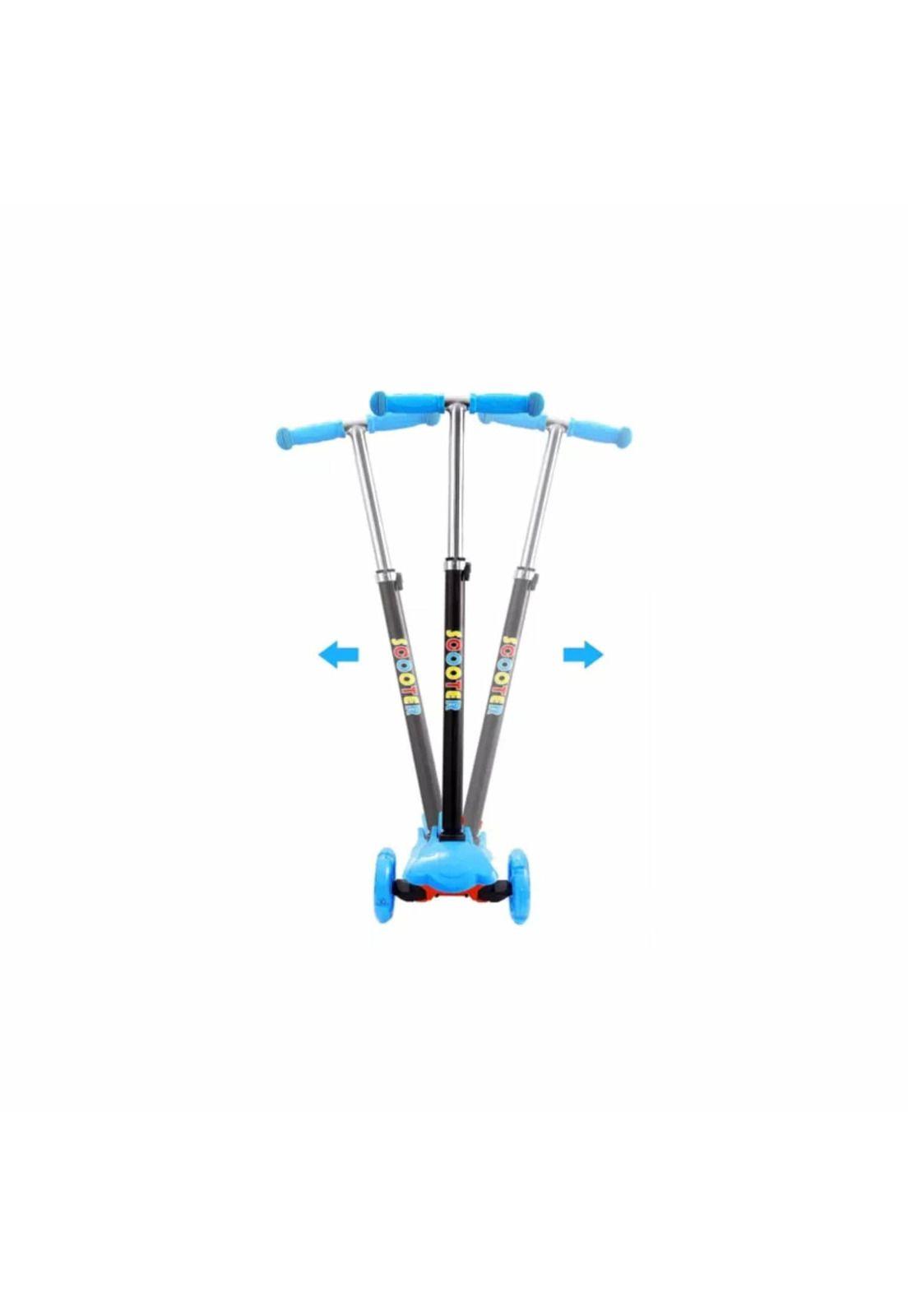 Scooter Monopatín 3 Ruedas LED Infantil Regulable Celeste-3