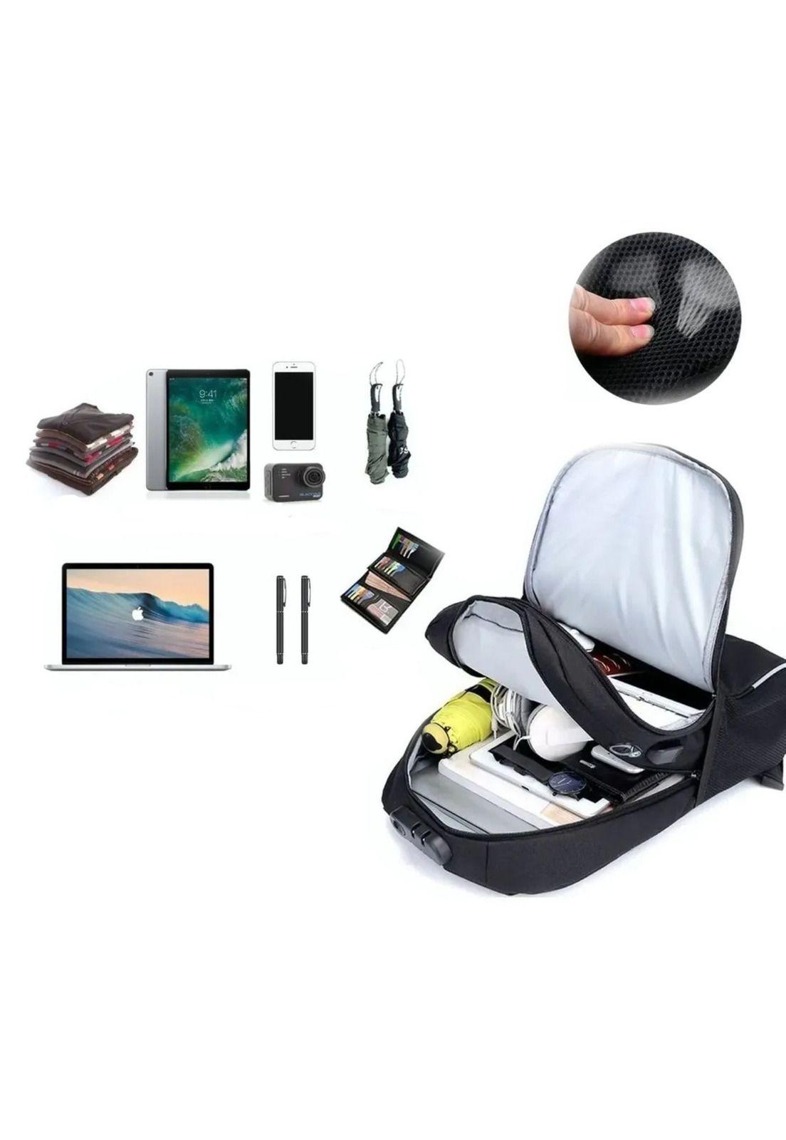 Mochila Notebook Impermeable USB Negro 46x30x15 CM-5