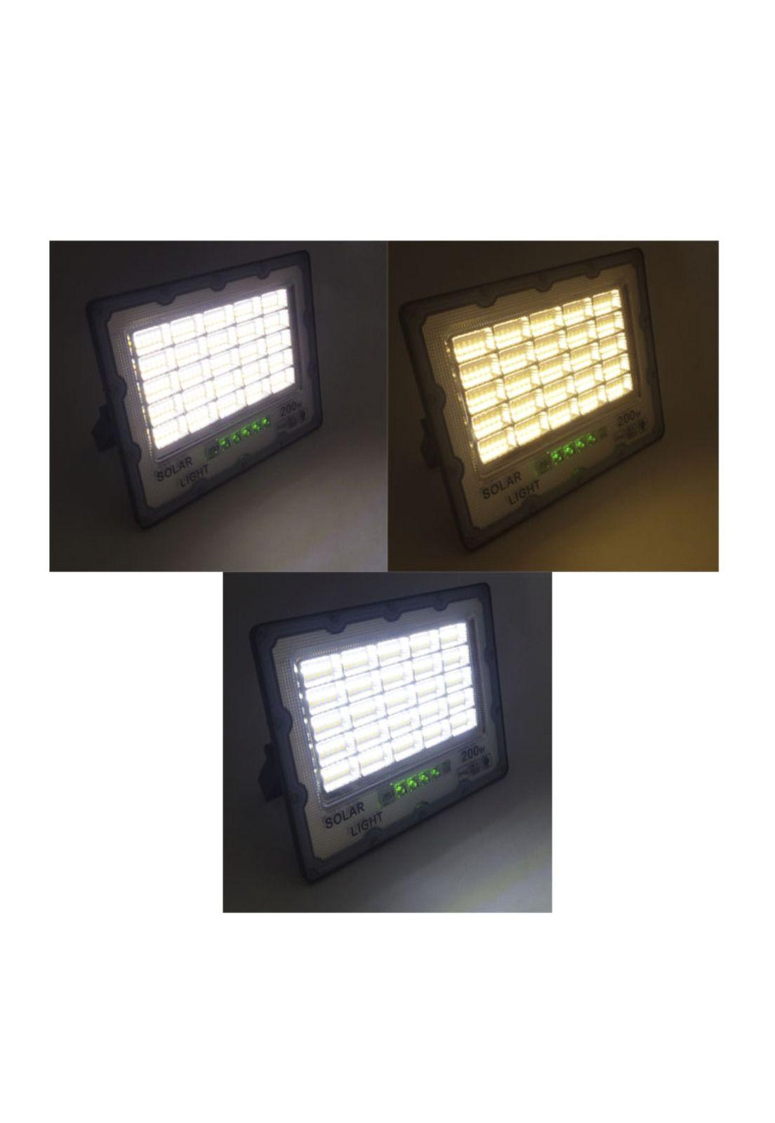 Foco Proyector Solar LED 200 Watt Dúo Color Panel Solar 250 LED Luz Cálida Fría Control Remoto-3