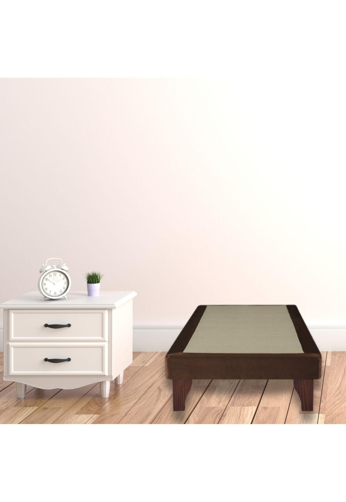 Base Cama Europea 1 Plaza 90x200 CM Chocolate Felpa-4