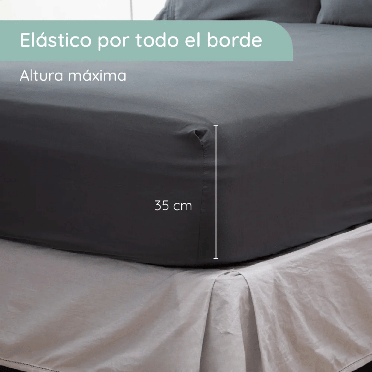 Sabanas Colchón Super King Microfibra 300 Hilos Gris Oscuro-1